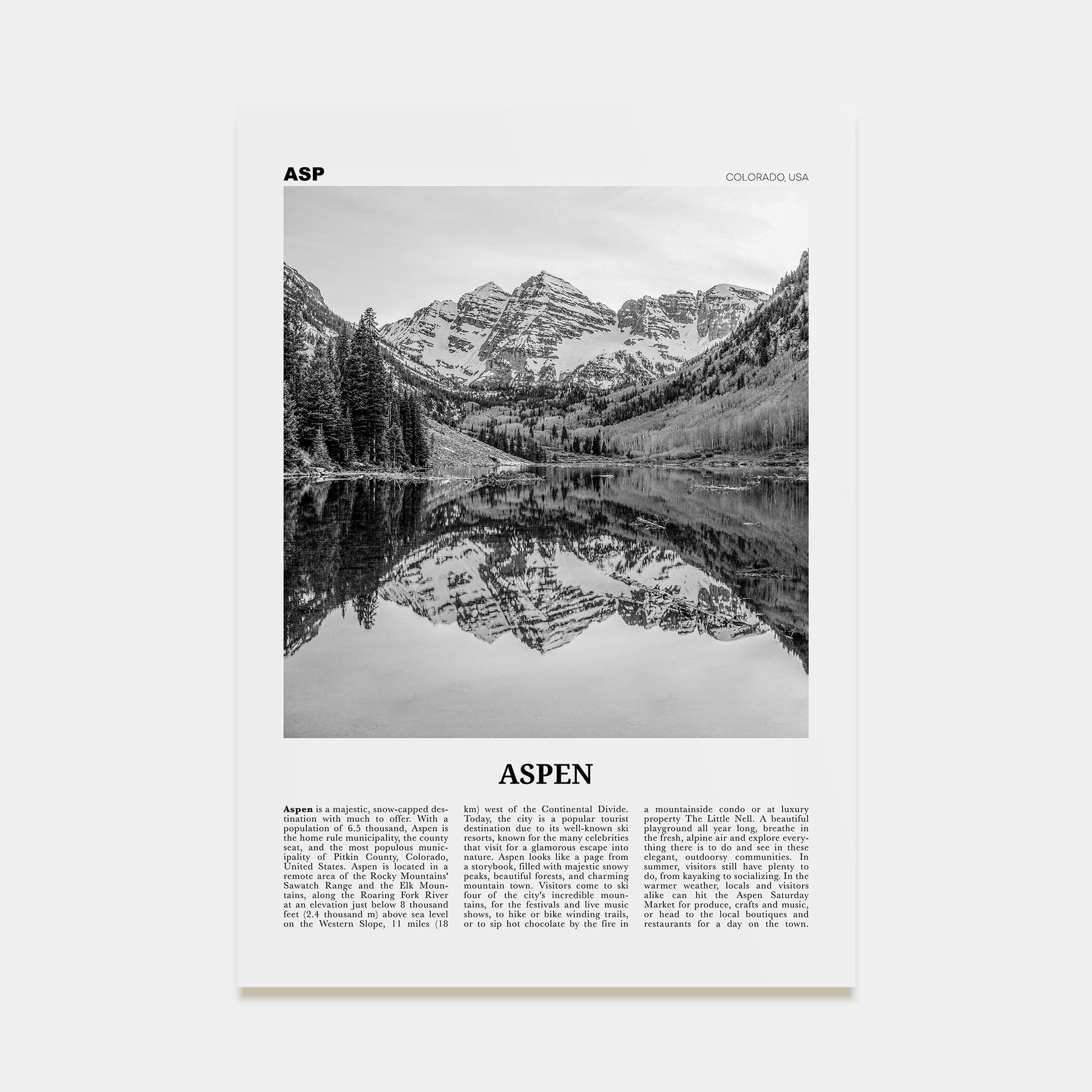 Aspen Travel B&W Poster