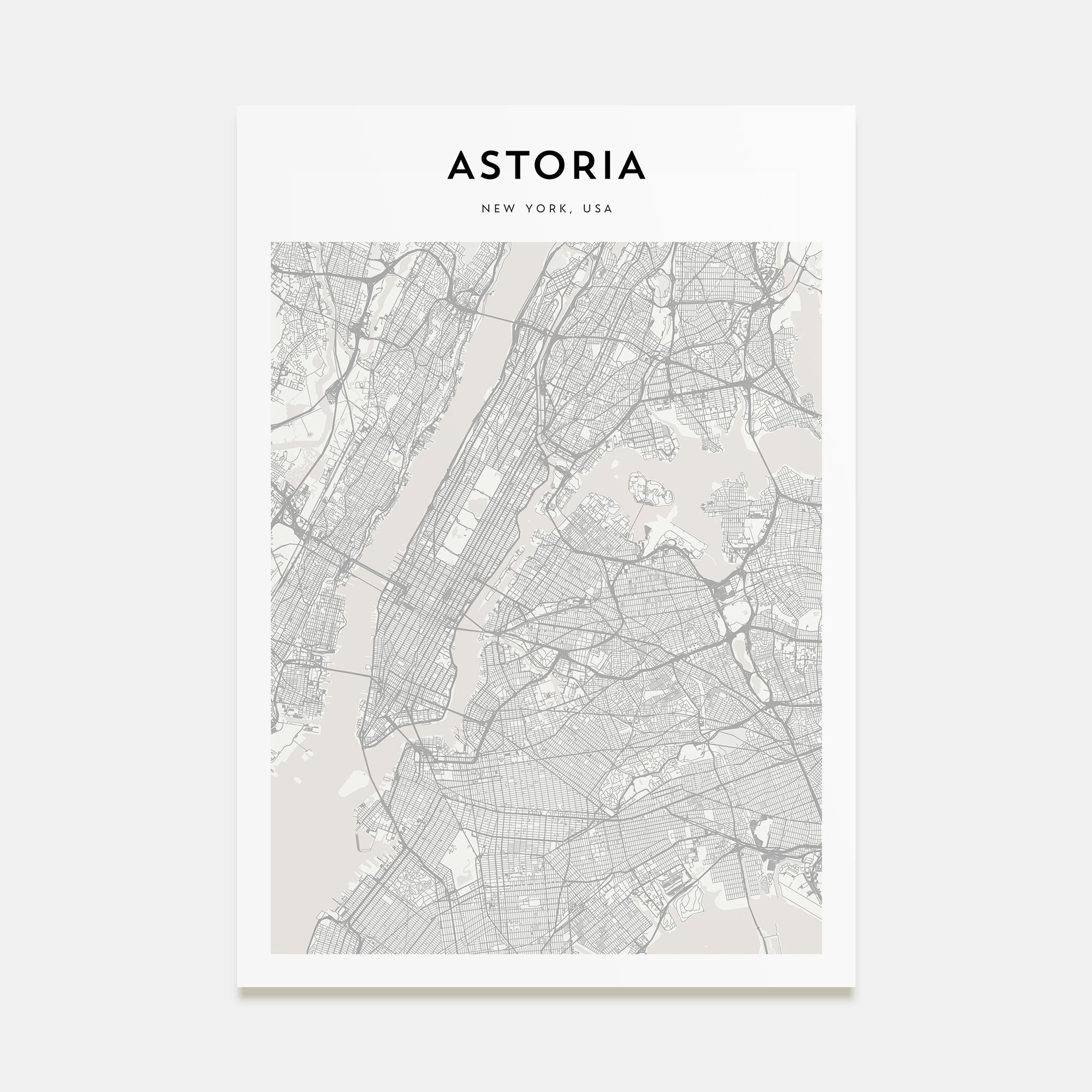 Astoria, New York Map Portrait Poster