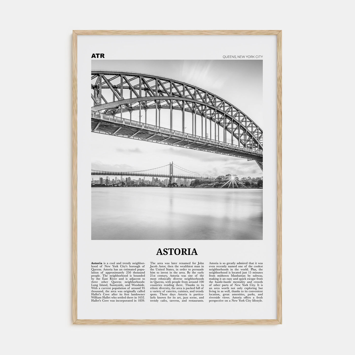 Astoria, New York Travel B&W Poster