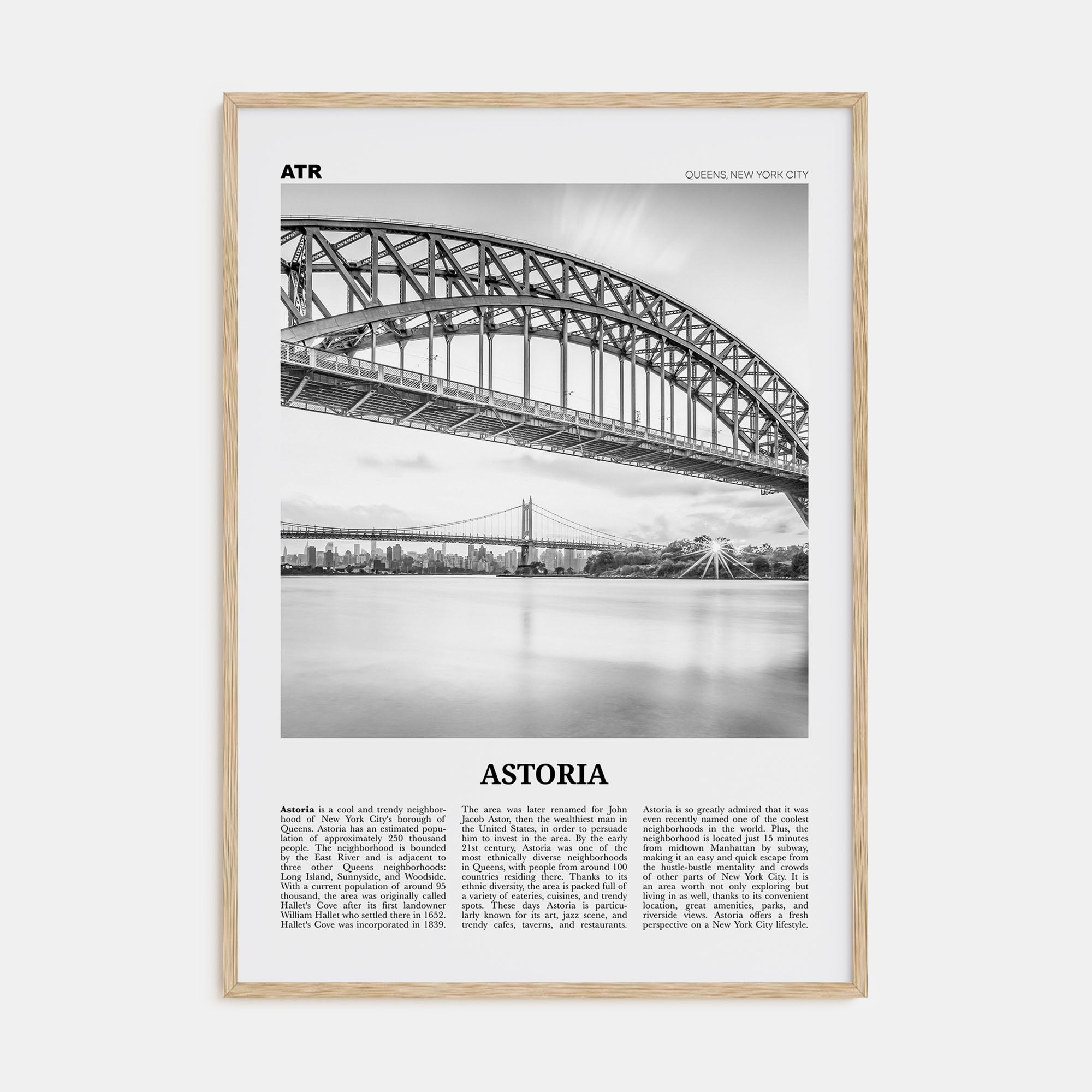 Astoria, New York Travel B&W Poster