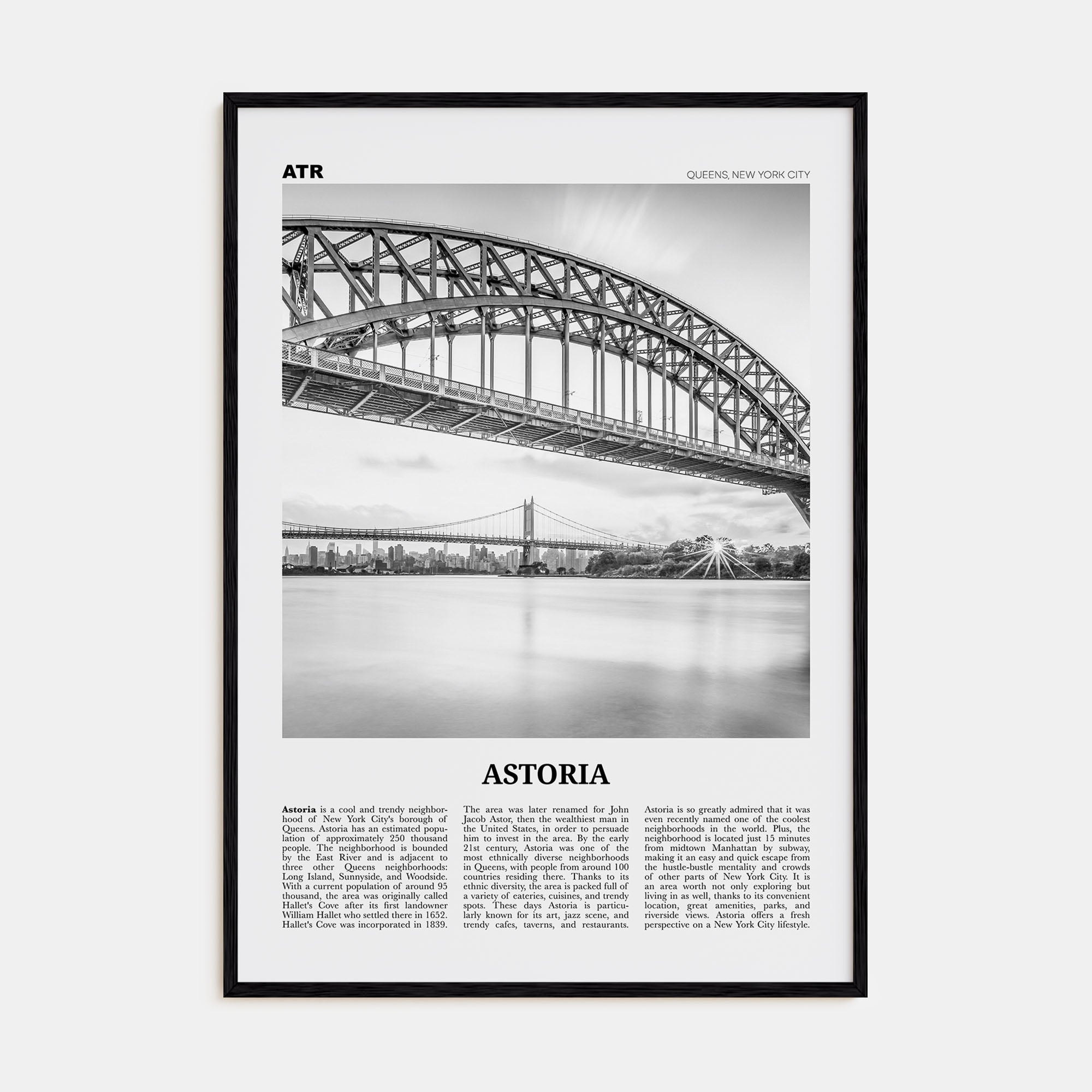 Astoria, New York Travel B&W Poster