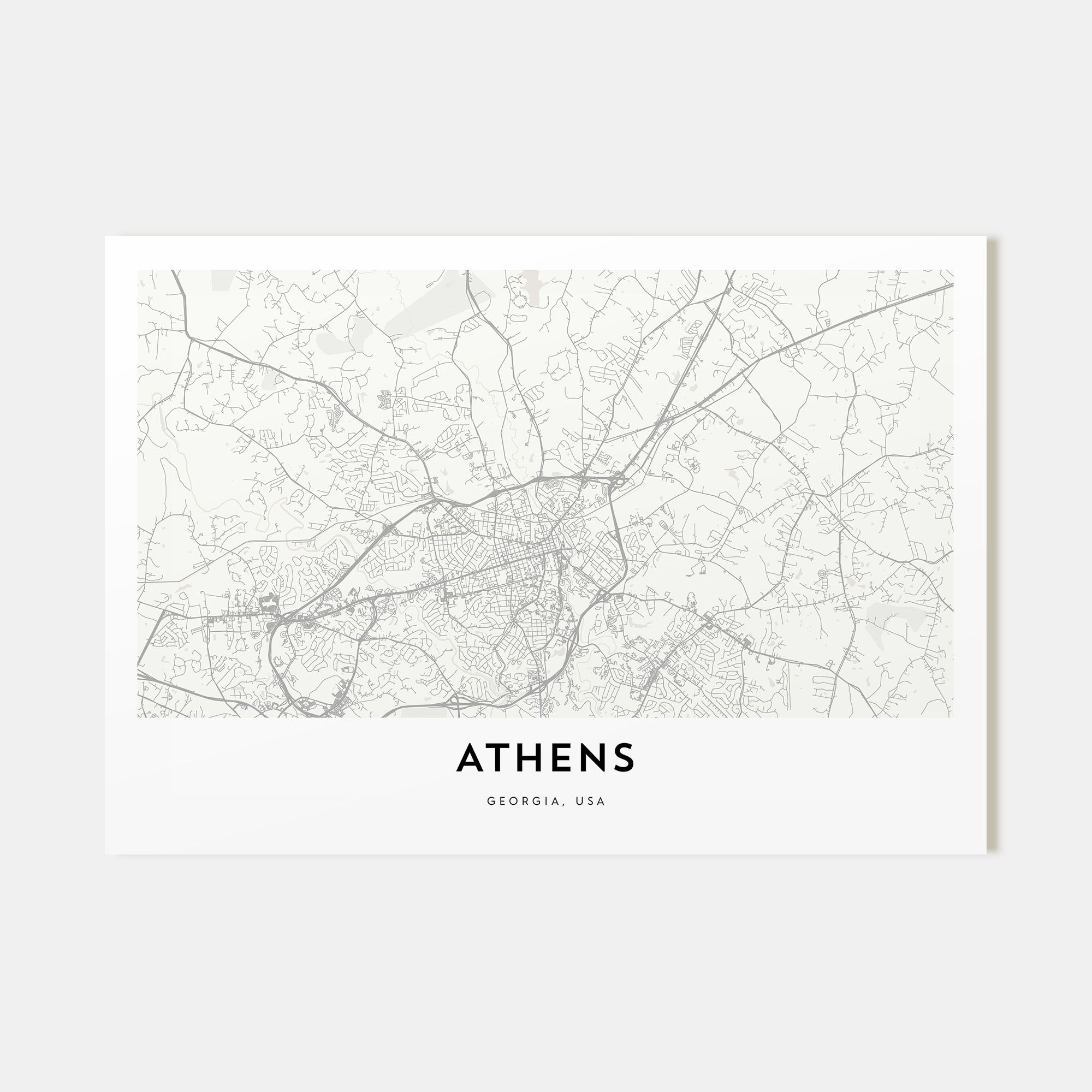 Athens, Georgia Map Landscape Poster
