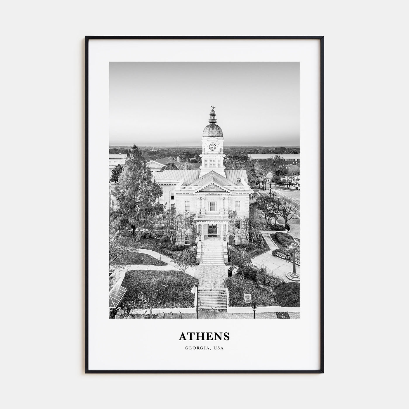 Athens, Georgia Portrait B&W Poster