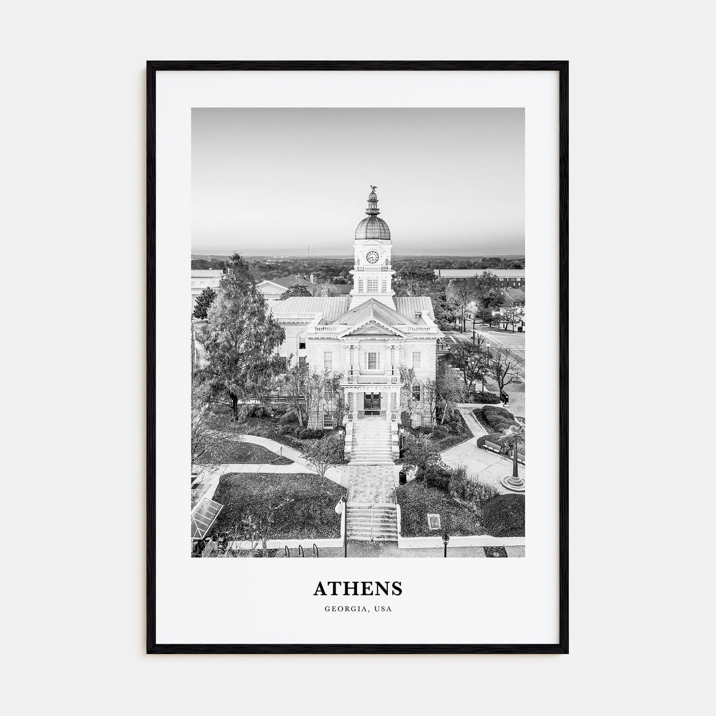 Athens, Georgia Portrait B&W Poster