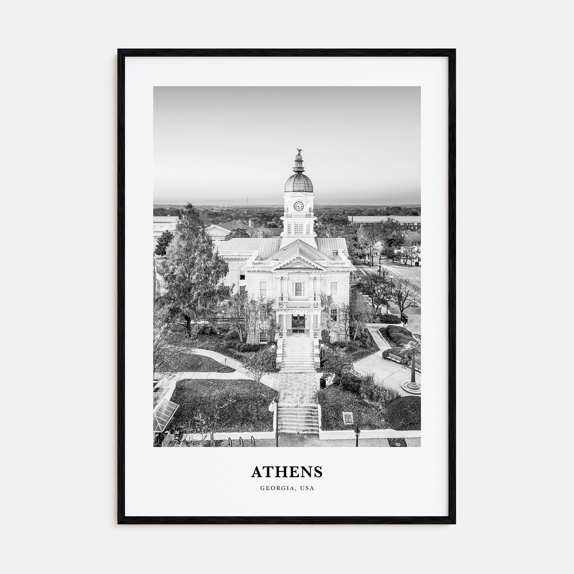 Athens, Georgia Portrait B&W Poster