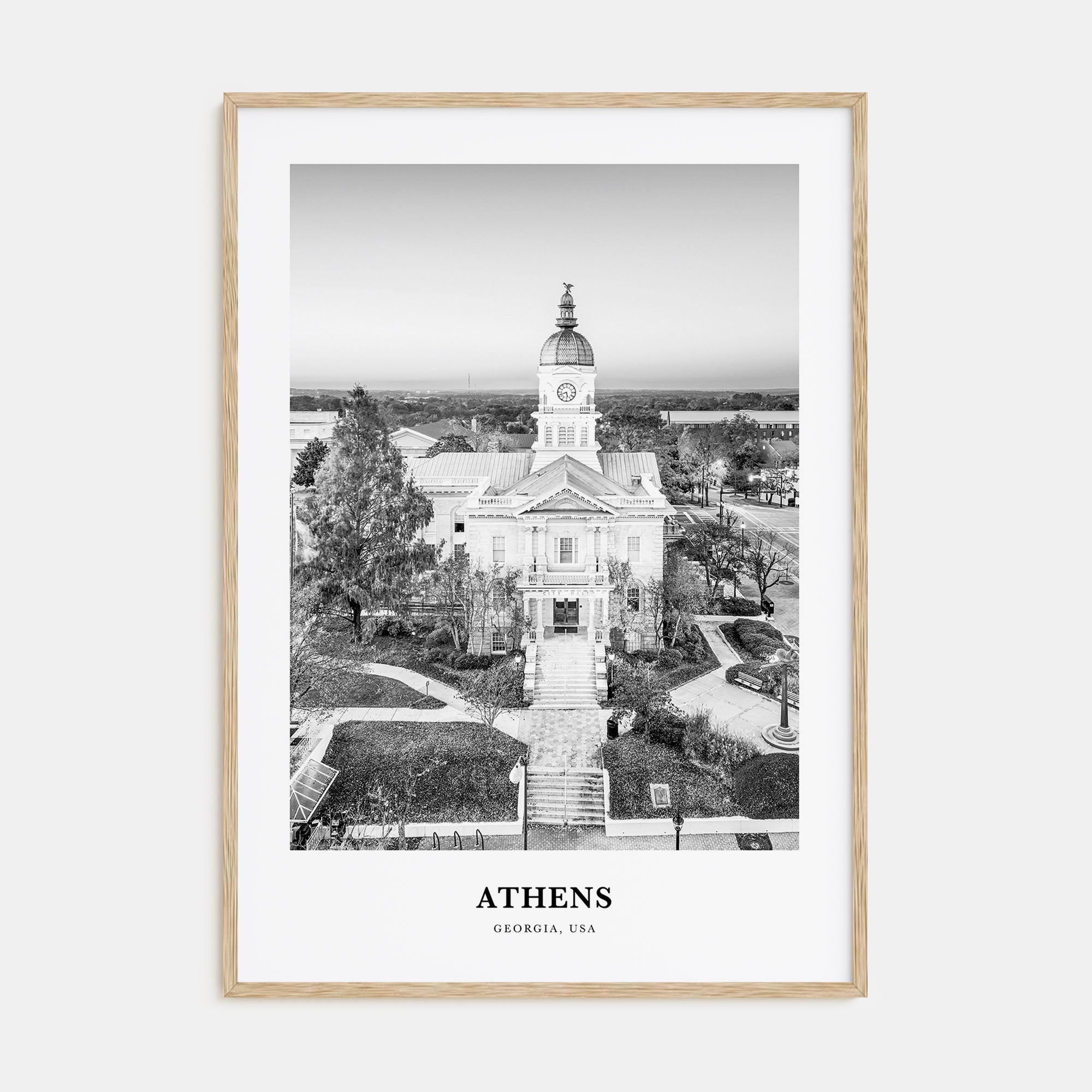 Athens, Georgia Portrait B&W Poster