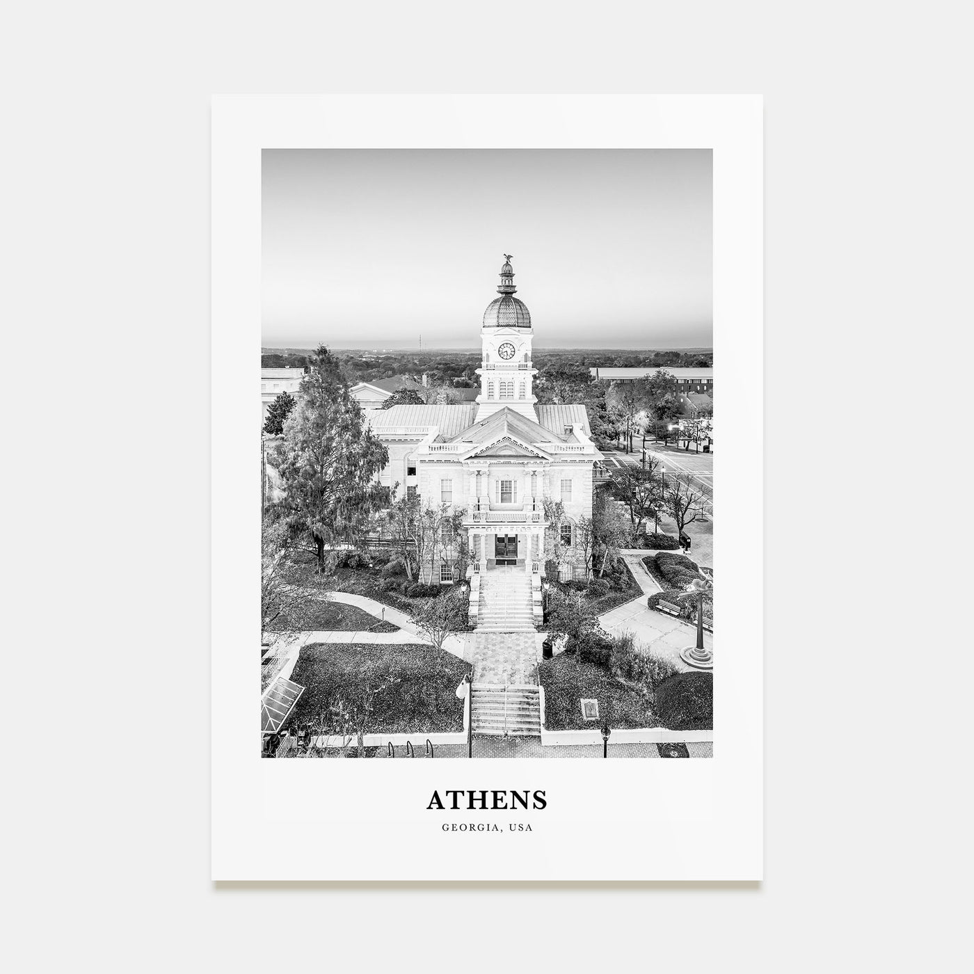 Athens, Georgia Portrait B&W Poster