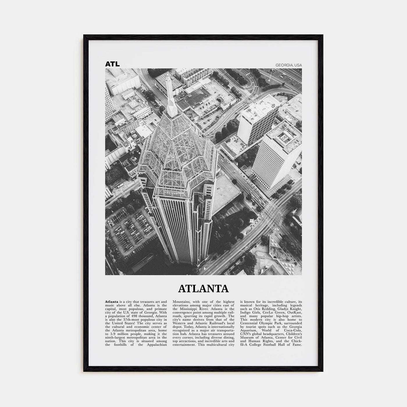 Atlanta Travel B&W No 3 Poster