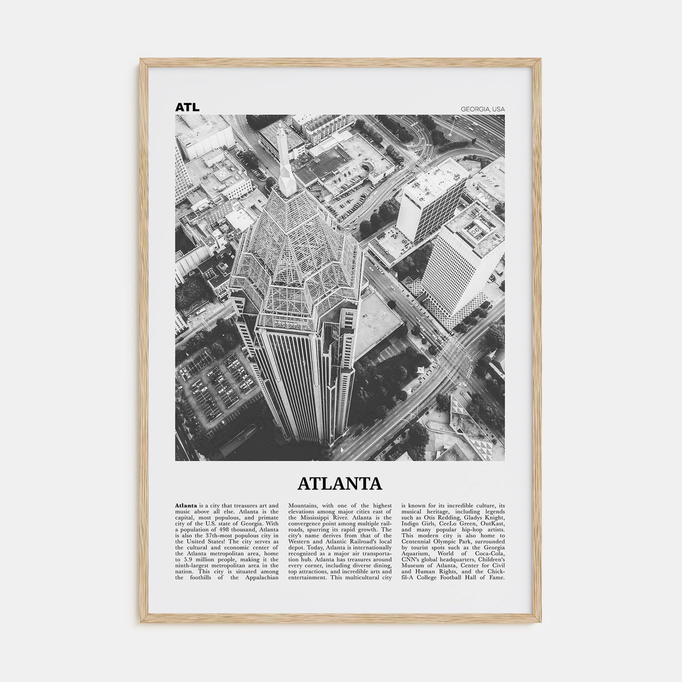 Atlanta Travel B&W No 3 Poster