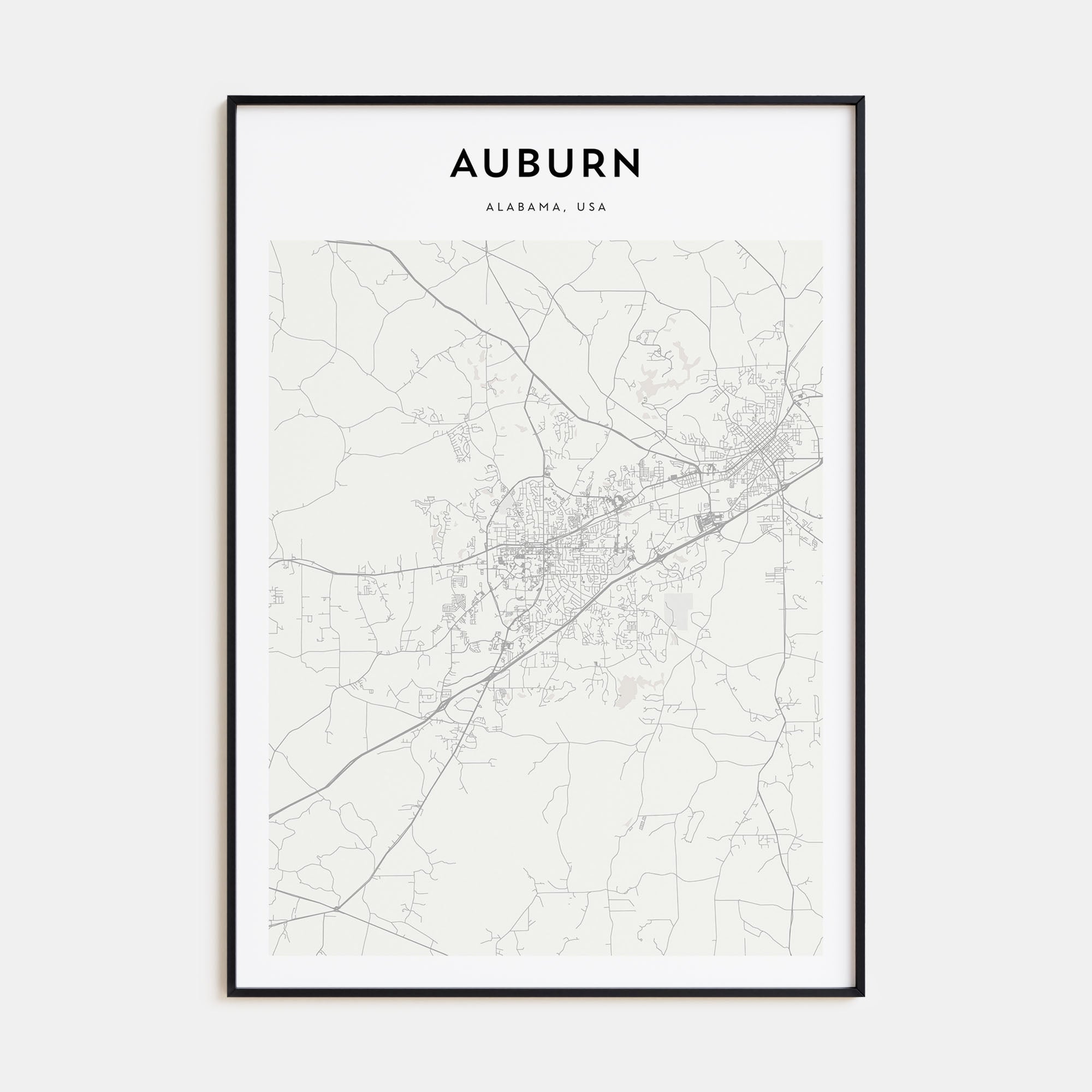Auburn, Alabama Map Portrait Poster
