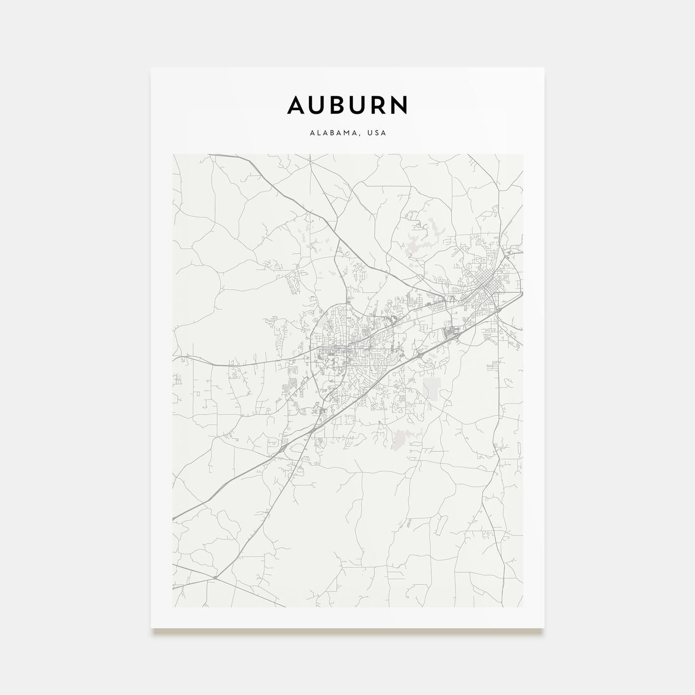 Auburn, Alabama Map Portrait Poster