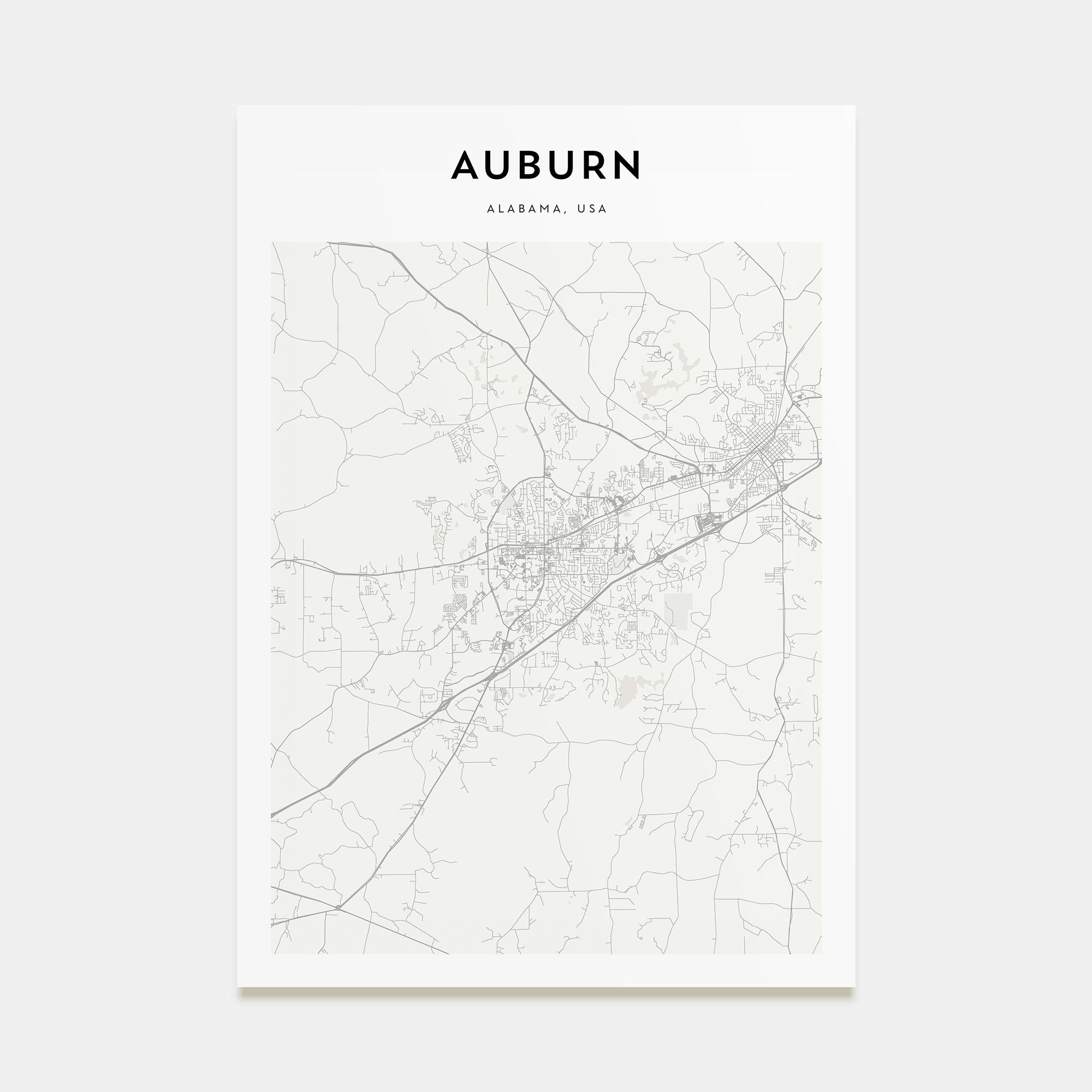 Auburn, Alabama Map Portrait Poster