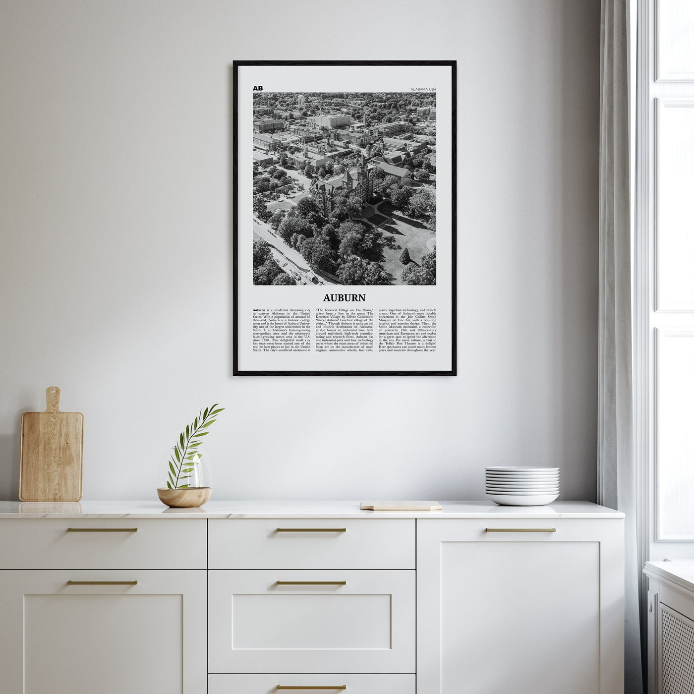 Auburn, Alabama Travel B&W Poster