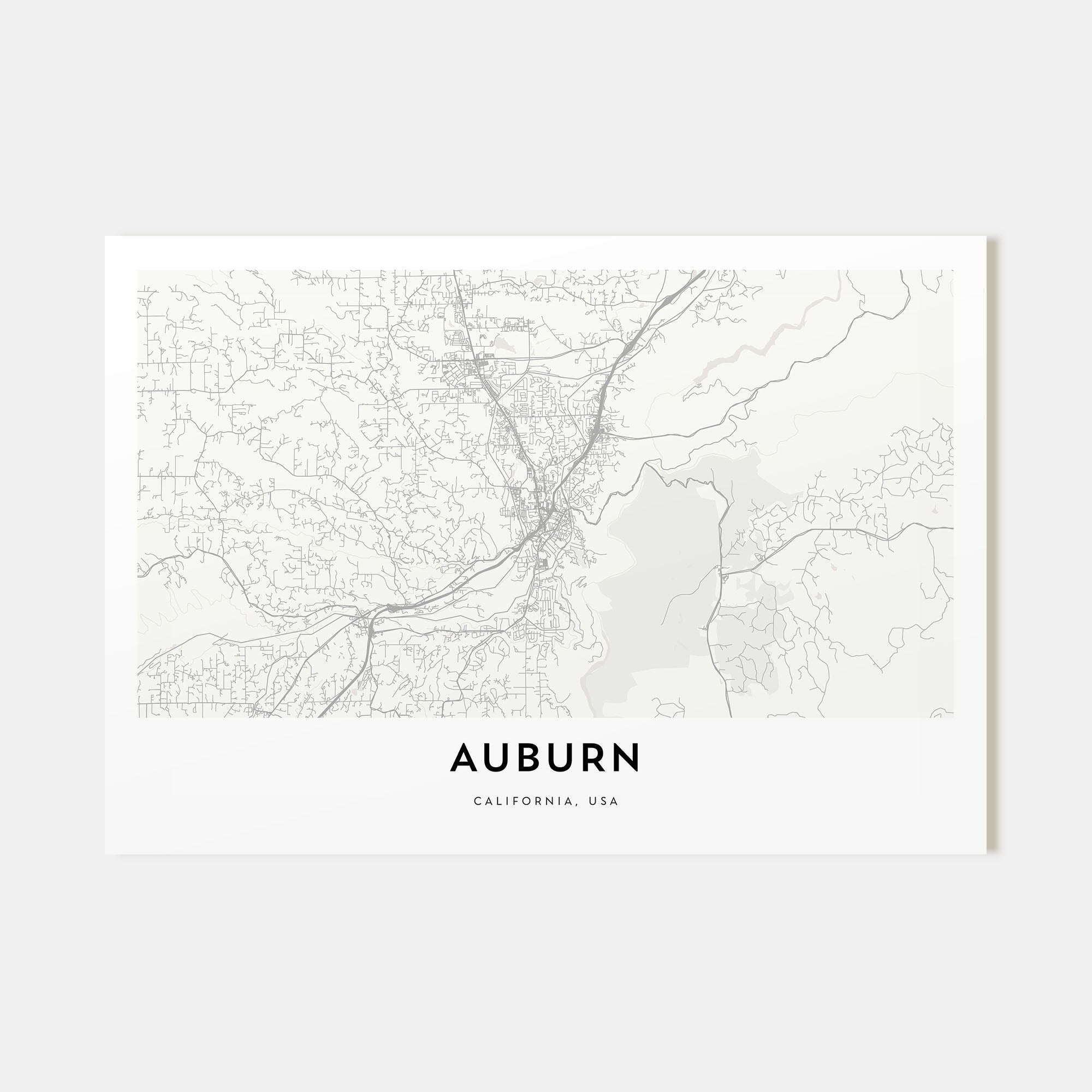 Auburn, California Map Landscape Poster