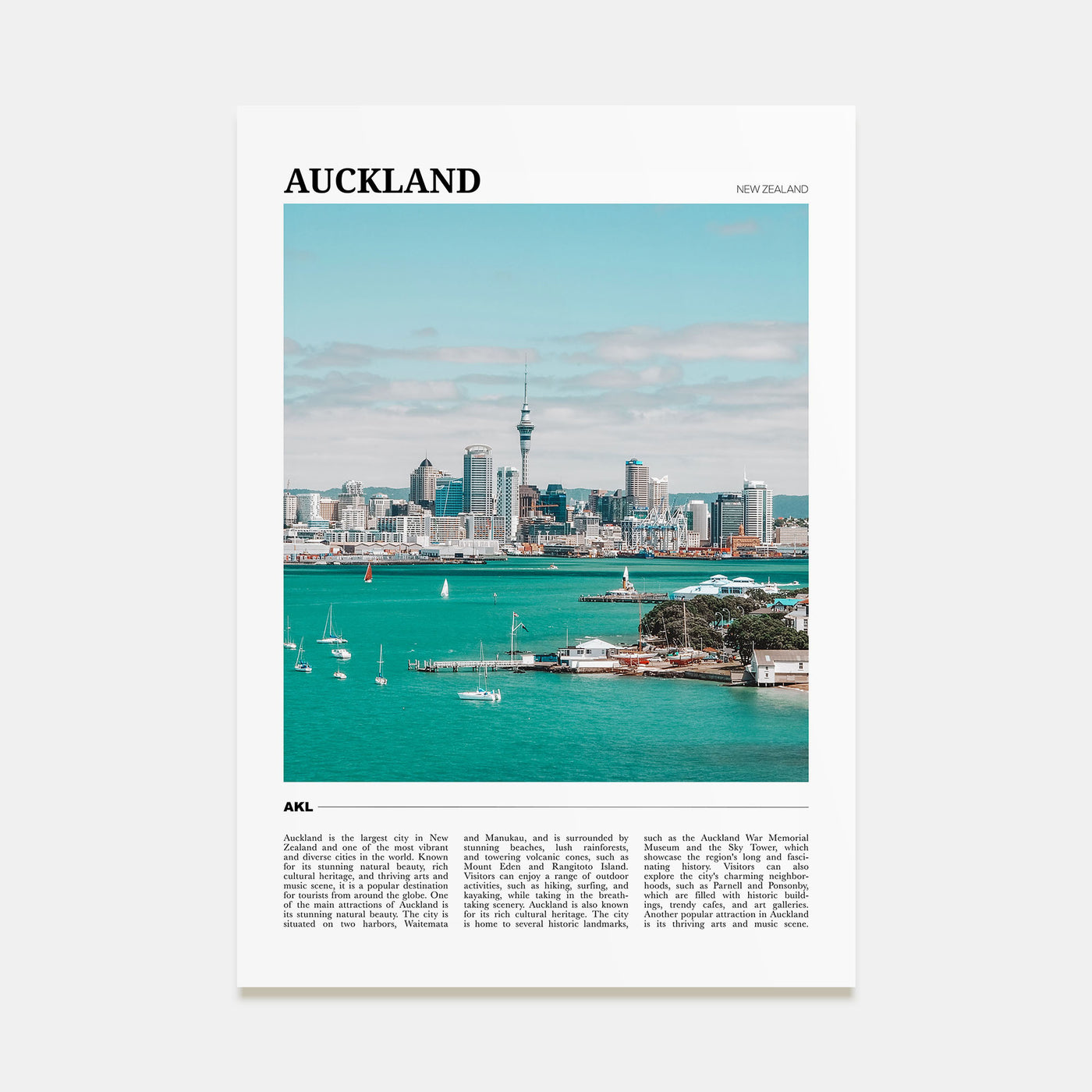 Auckland Travel Color Poster