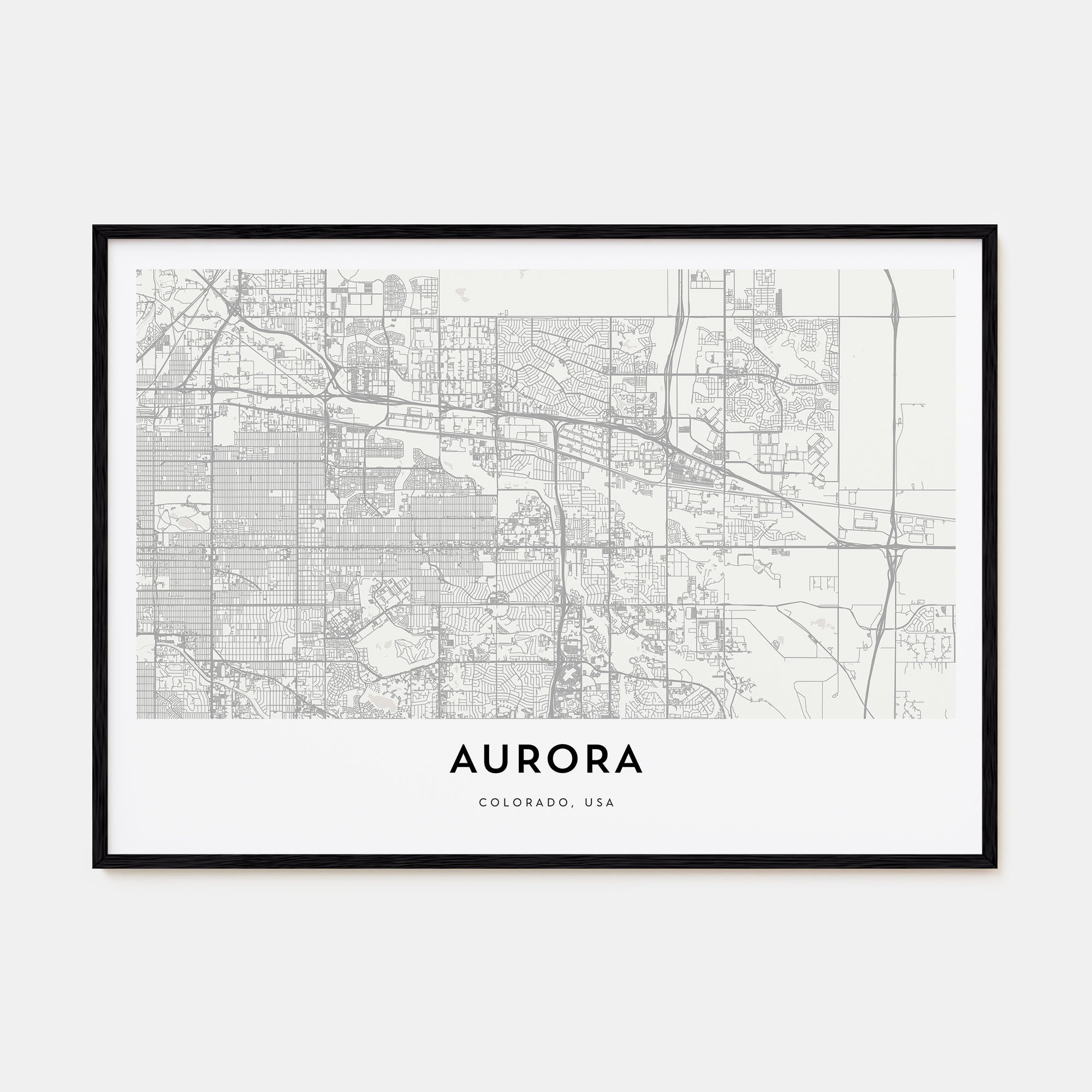 Aurora, Colorado Map Landscape Poster