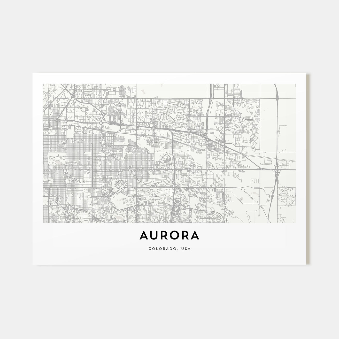 Aurora, Colorado Map Landscape Poster