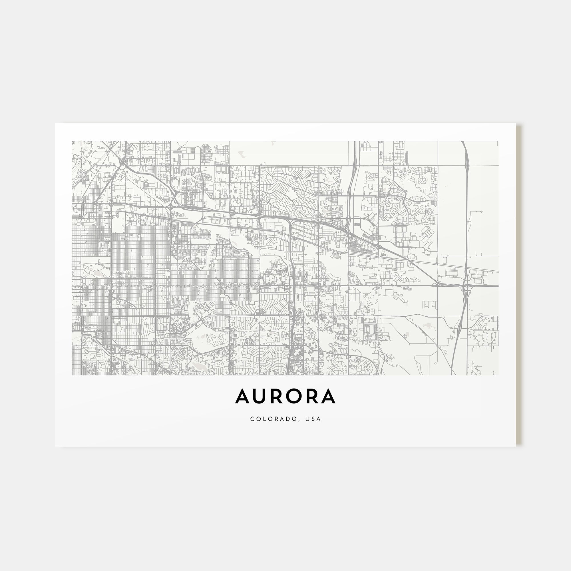 Aurora, Colorado Map Landscape Poster