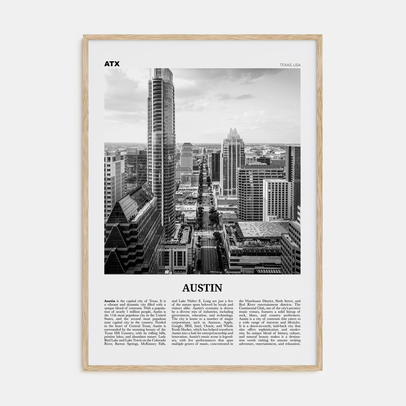Austin Travel B&W No 2 Poster