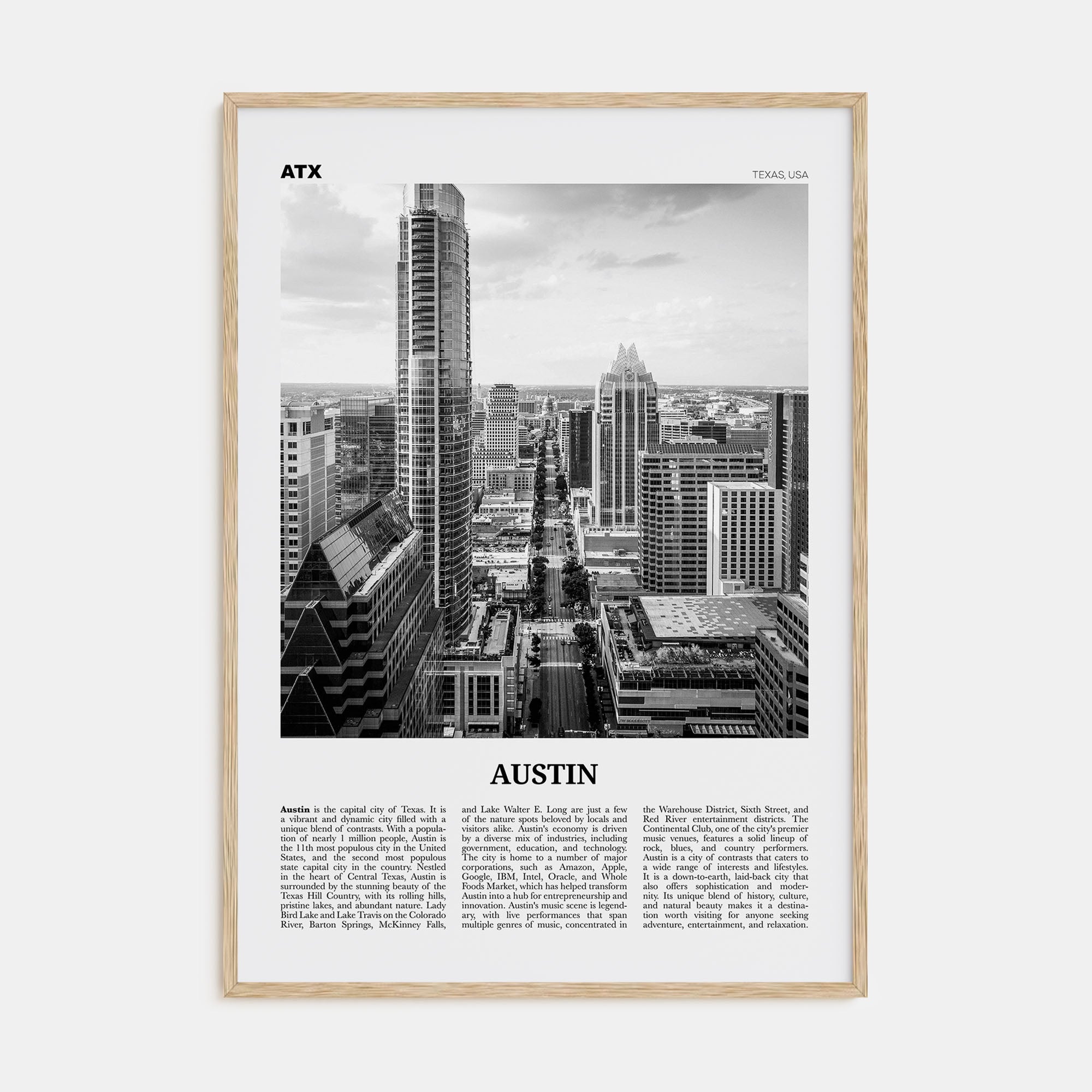 Austin Travel B&W No 2 Poster