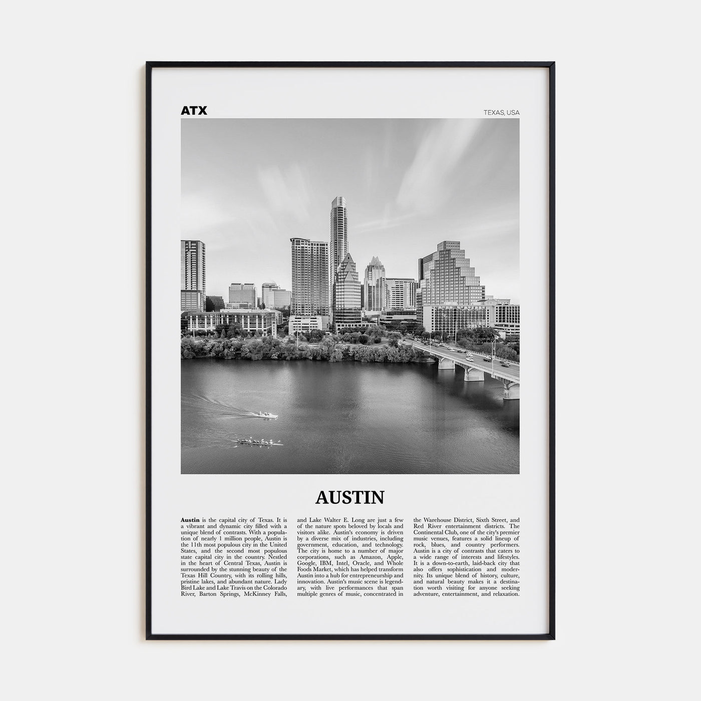 Austin Travel B&W No 3 Poster