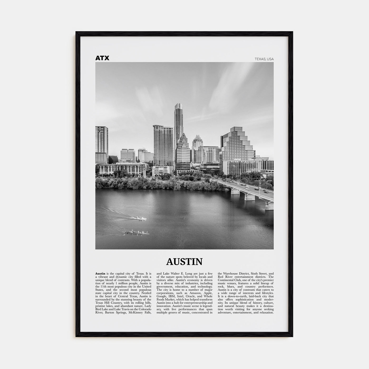 Austin Travel B&W No 3 Poster