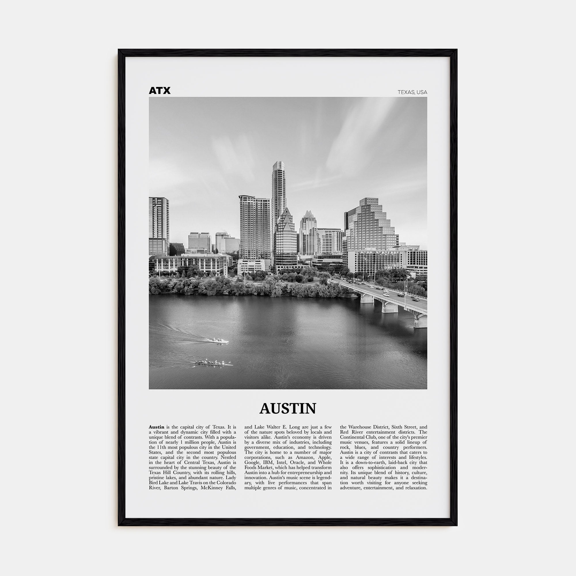 Austin Travel B&W No 3 Poster