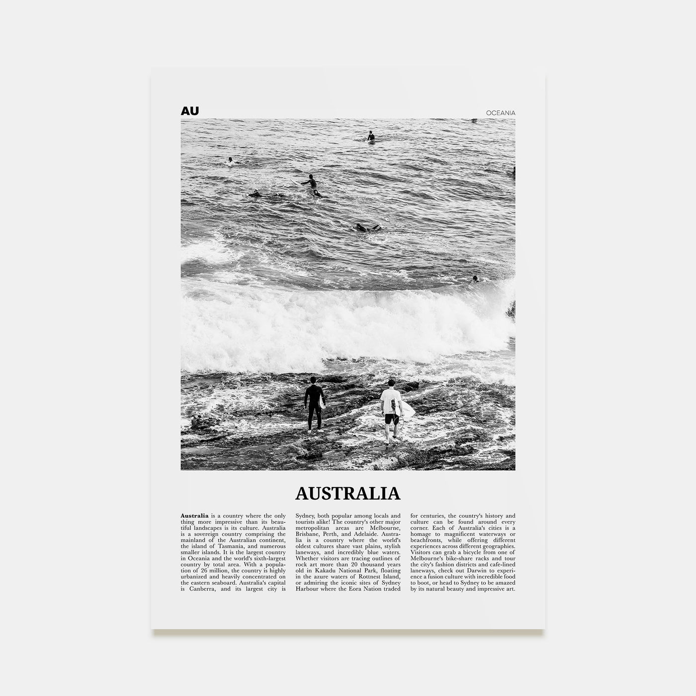 Australia Travel B&W No 1 Poster