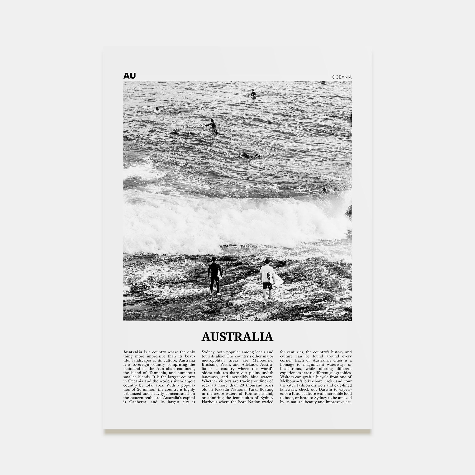 Australia Travel B&W No 1 Poster