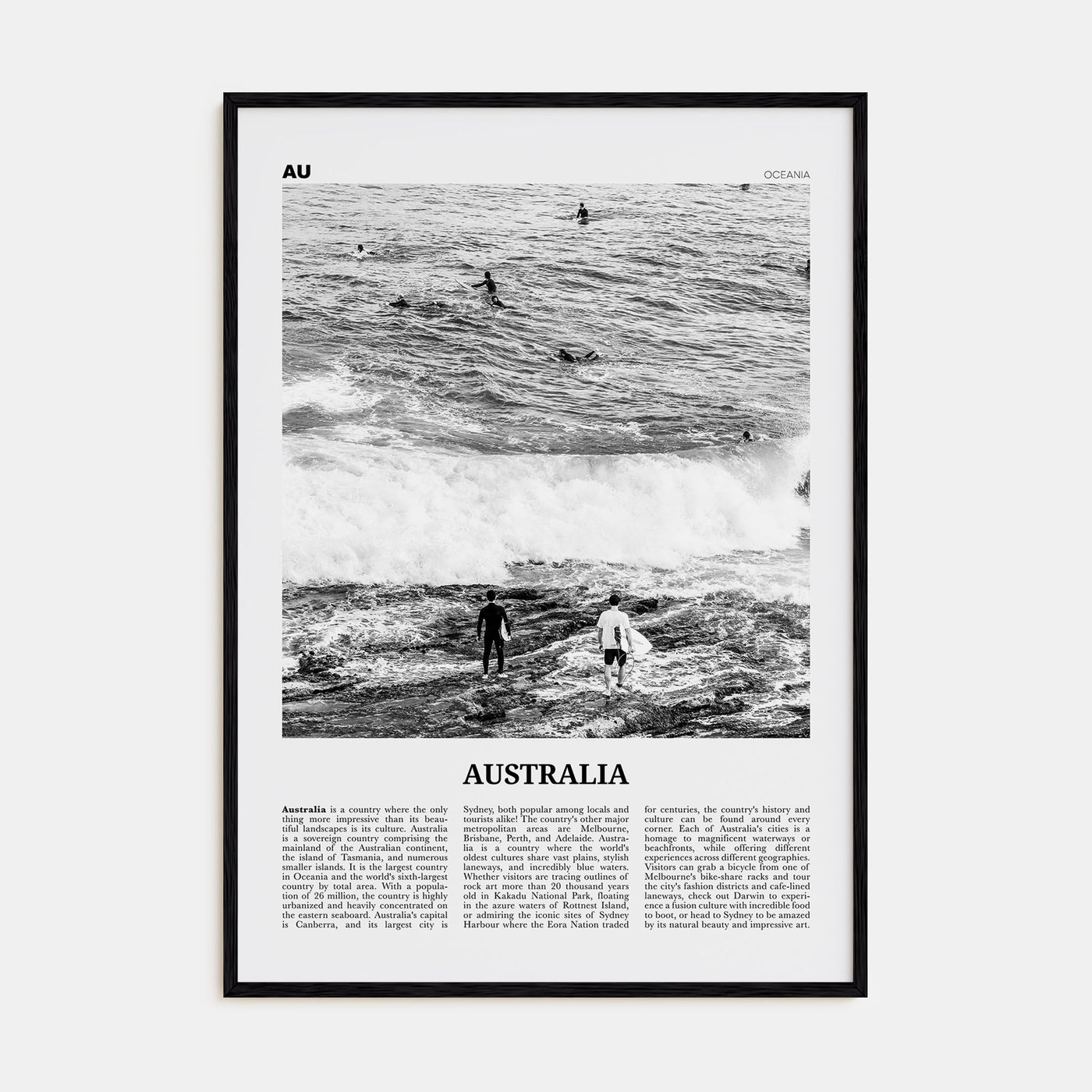 Australia Travel B&W No 1 Poster