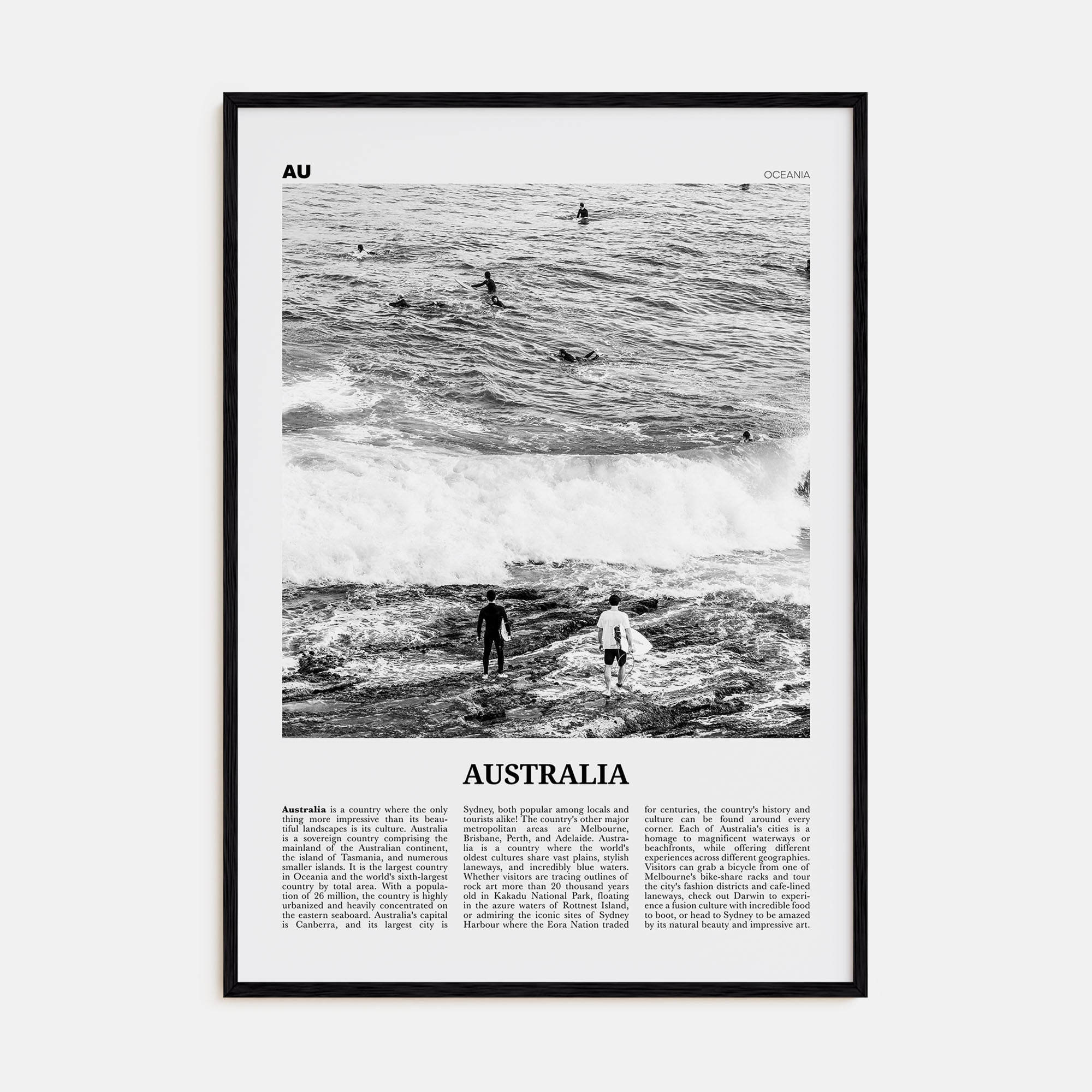 Australia Travel B&W No 1 Poster