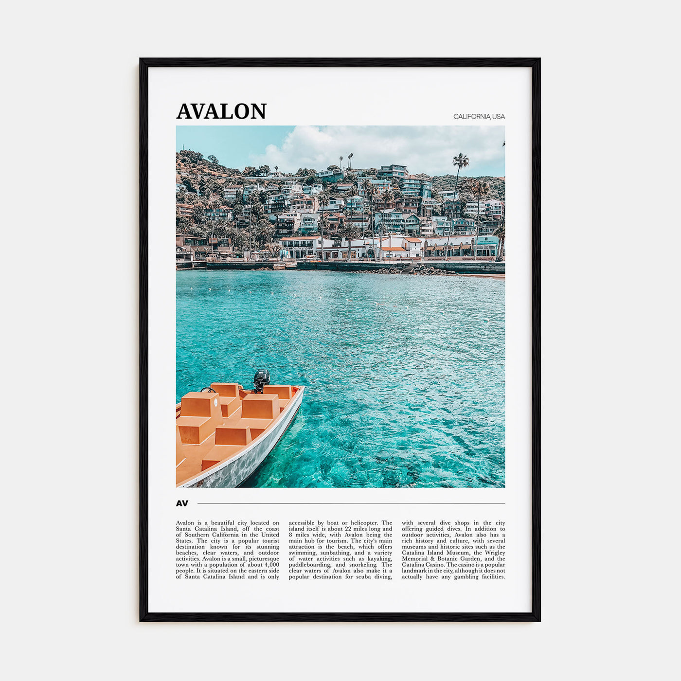 Avalon, California Travel Color Poster