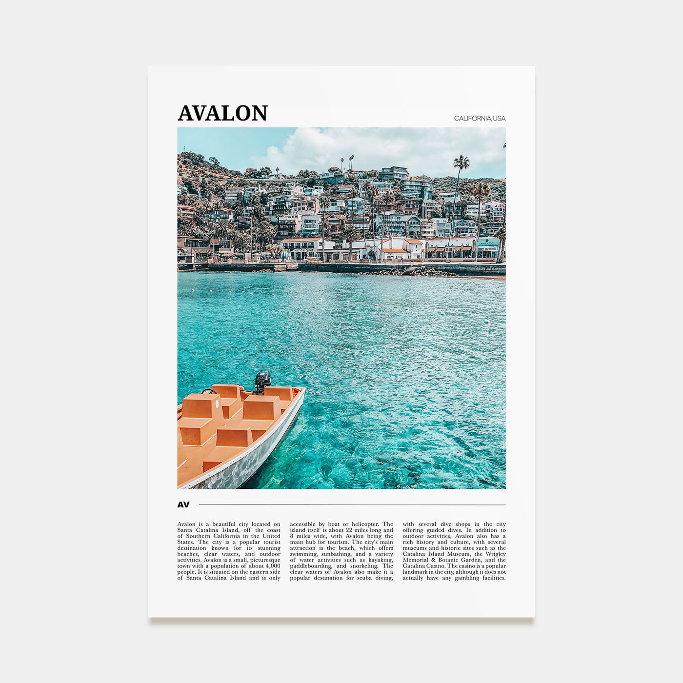 Avalon, California Travel Color Poster