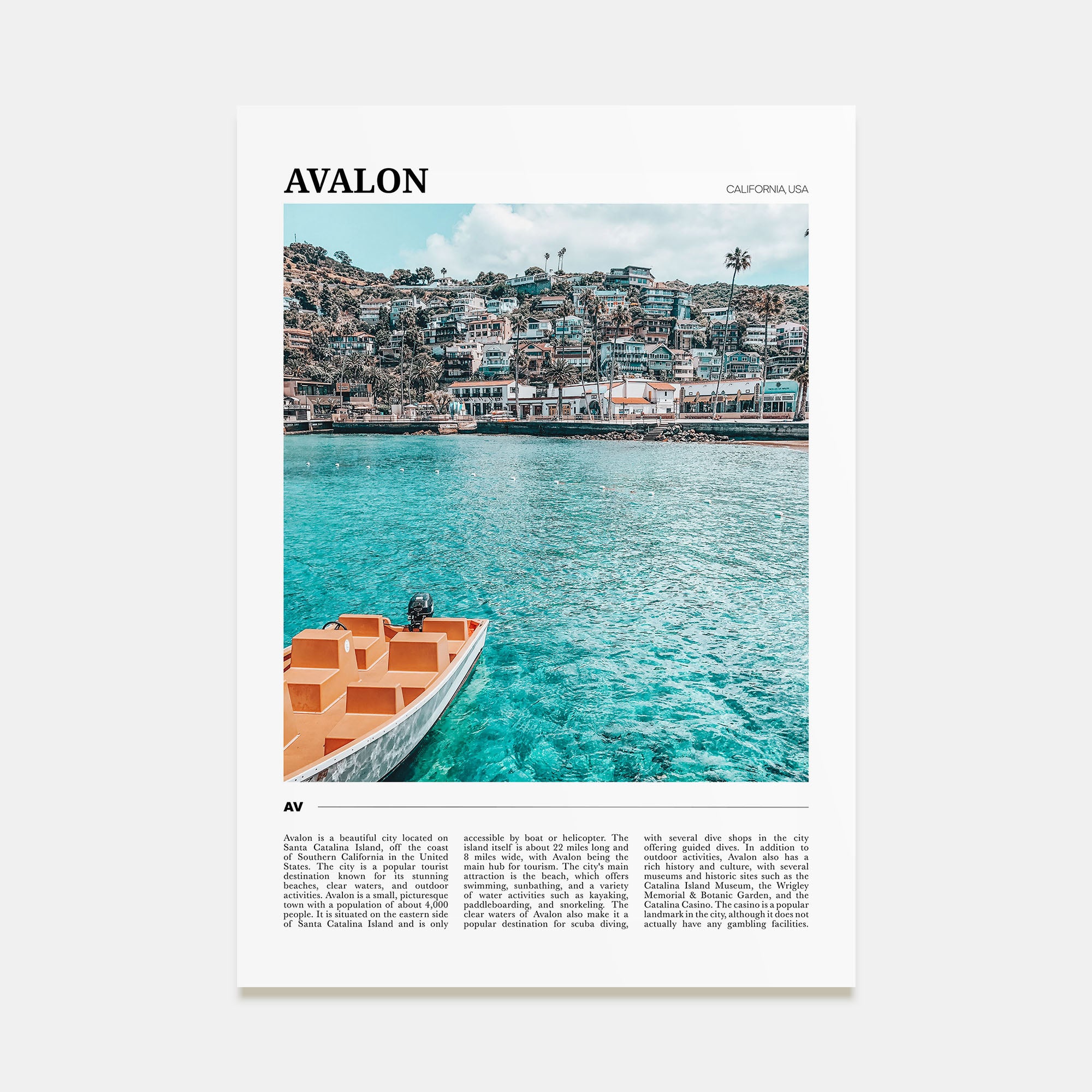Avalon, California Travel Color Poster