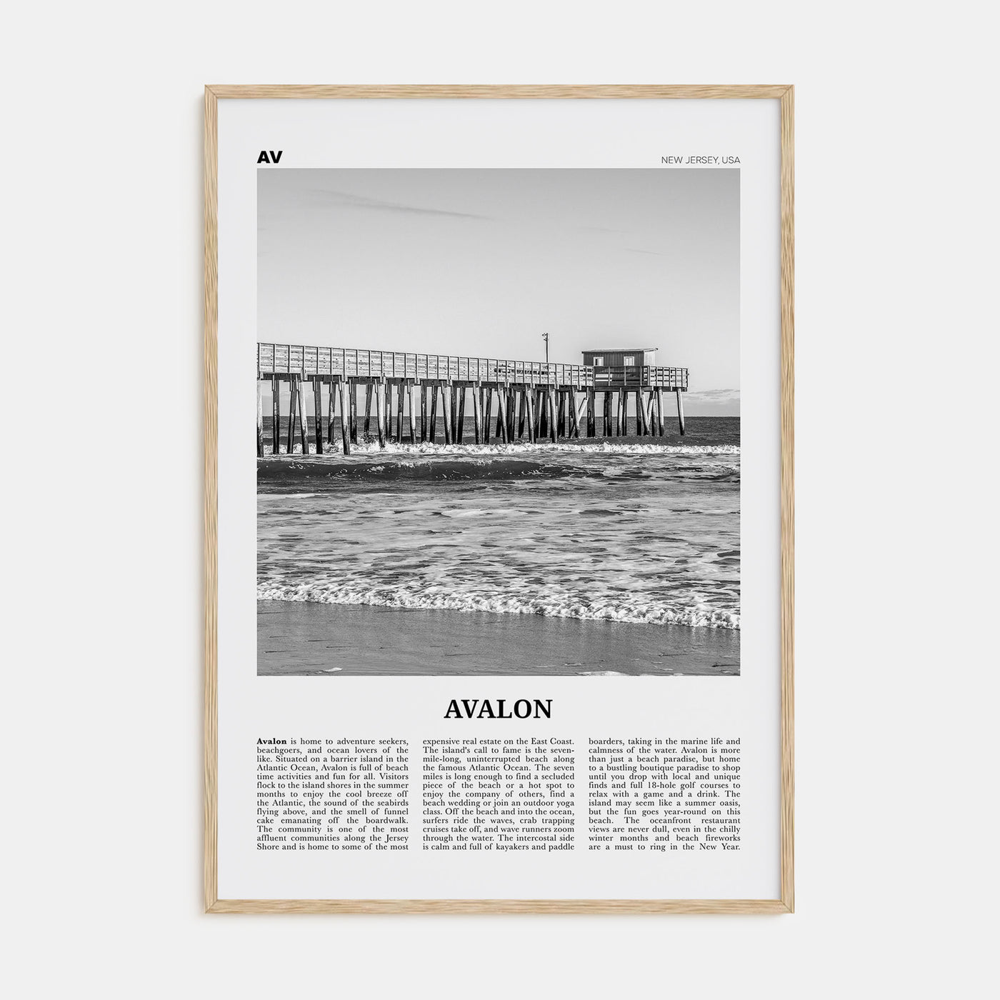 Avalon, New Jersey Travel B&W Poster
