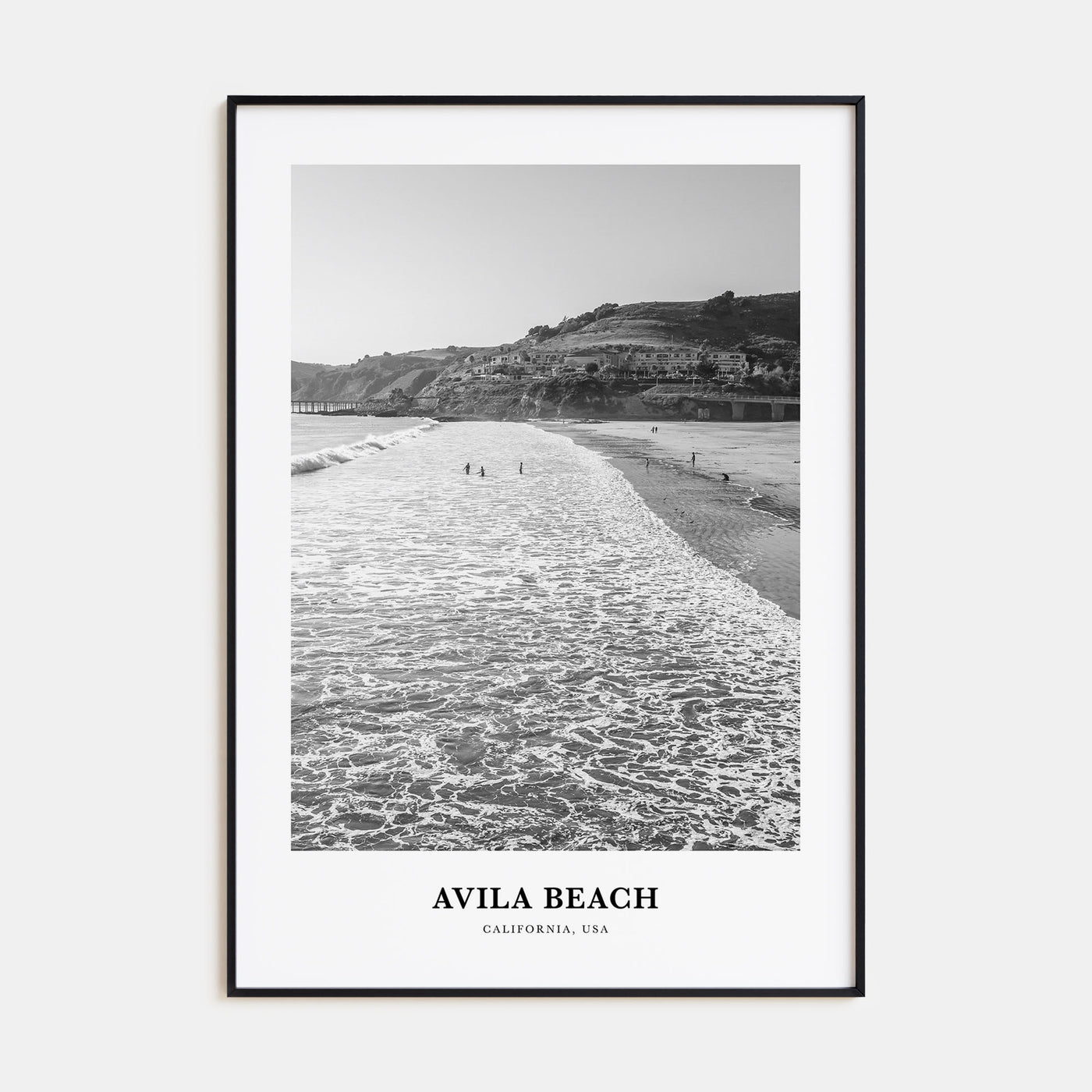 Avila Beach Portrait B&W No 1 Poster