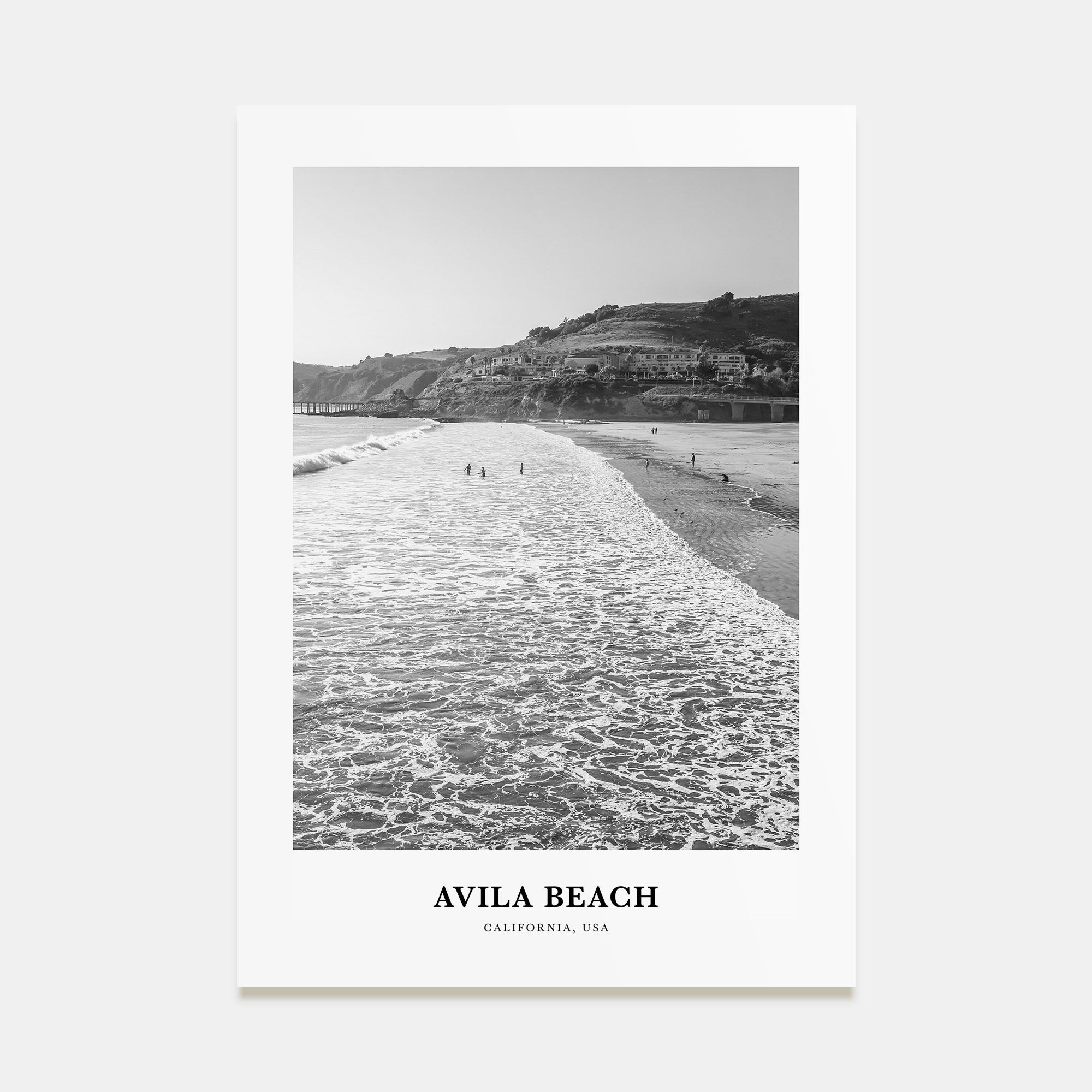 Avila Beach Portrait B&W No 1 Poster