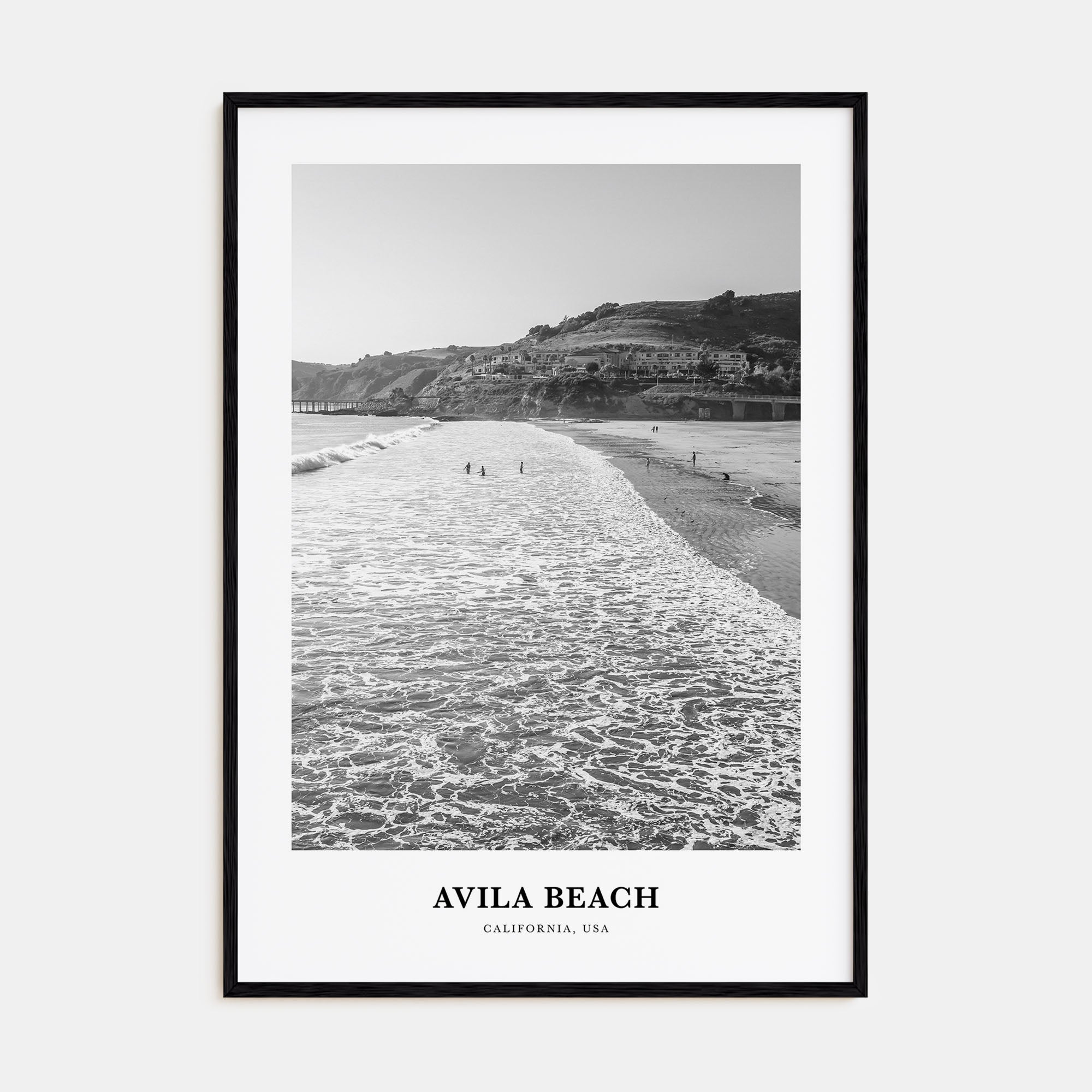 Avila Beach Portrait B&W No 1 Poster