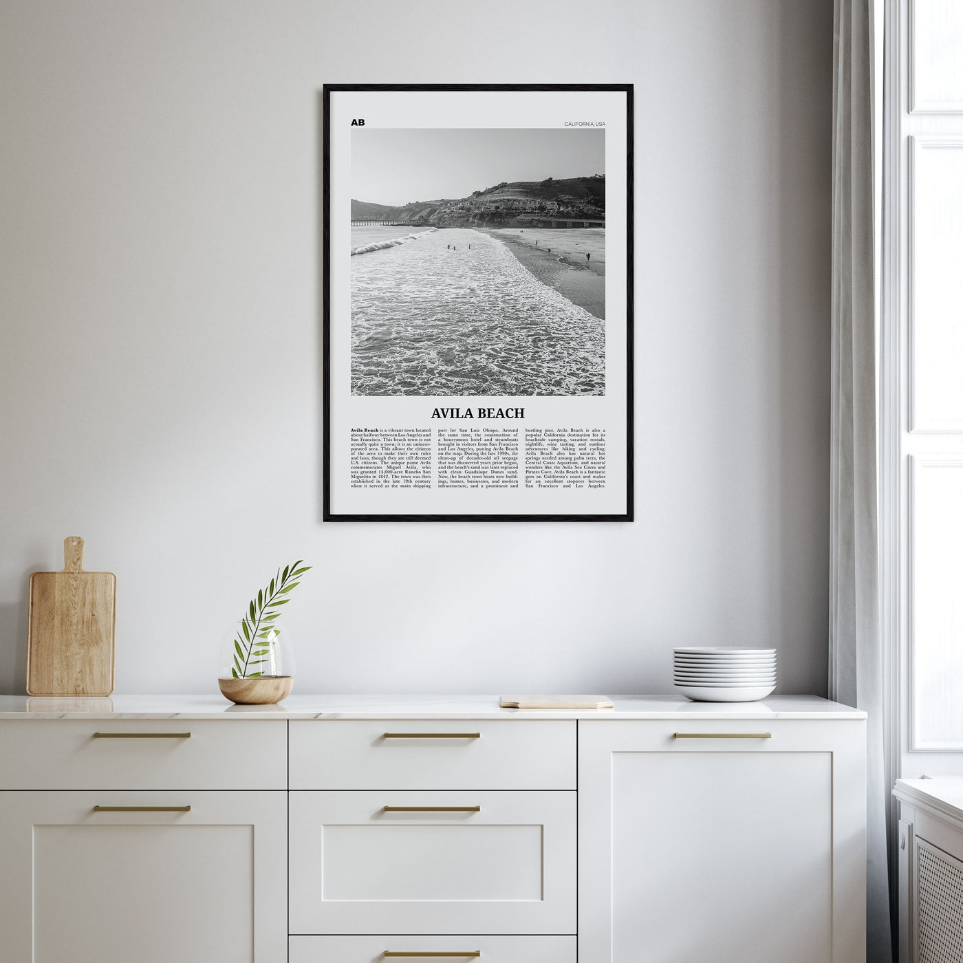 Avila Beach Travel B&W No 1 Poster