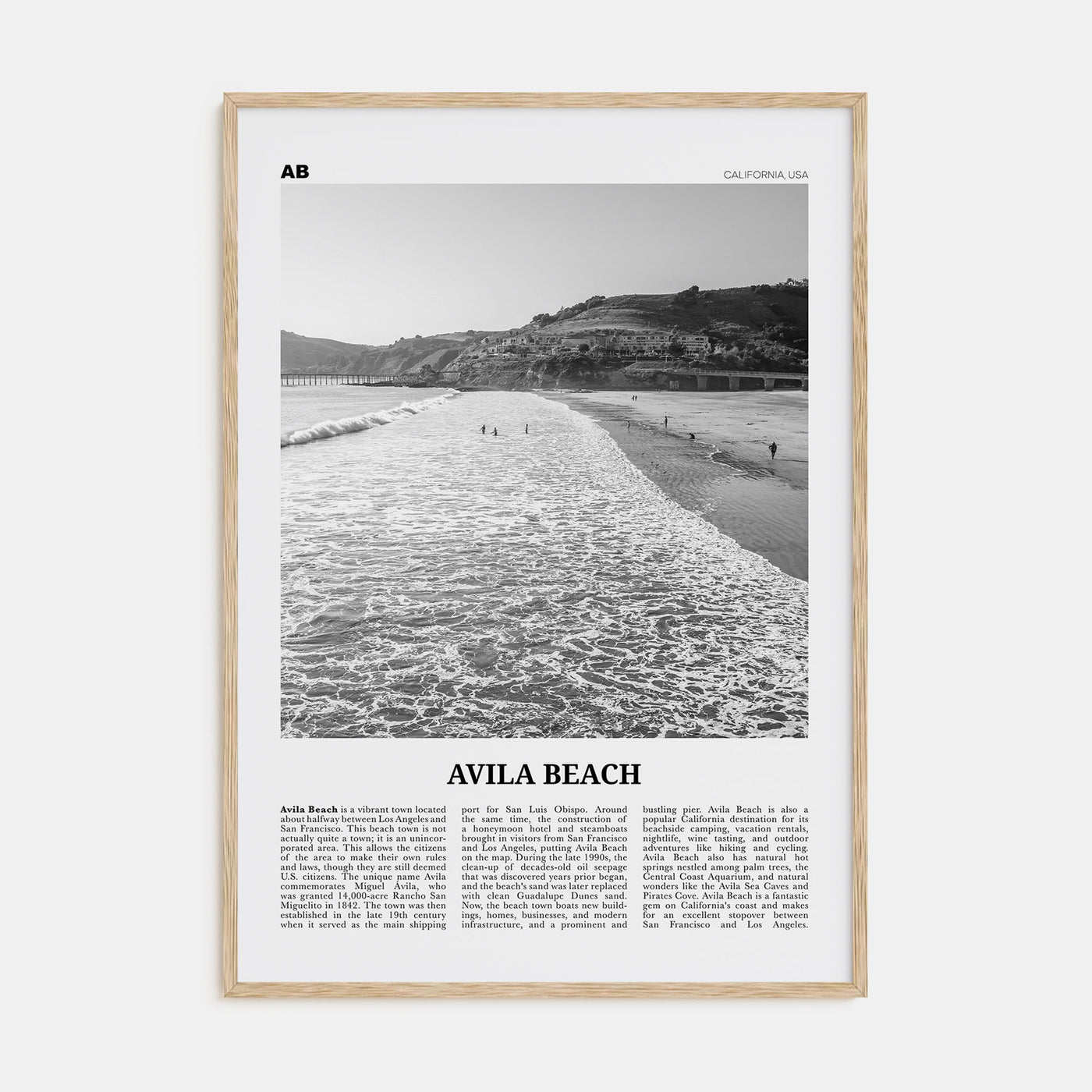 Avila Beach Travel B&W No 1 Poster