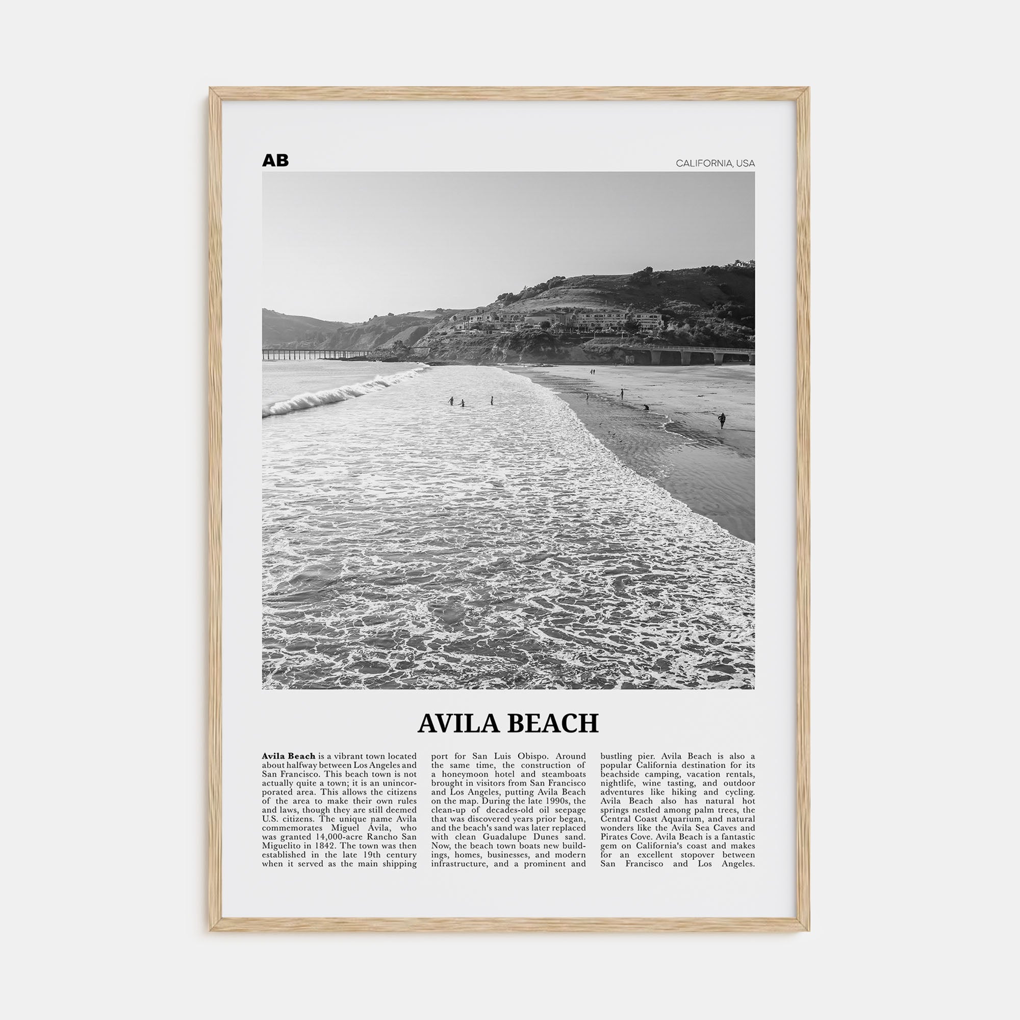 Avila Beach Travel B&W No 1 Poster
