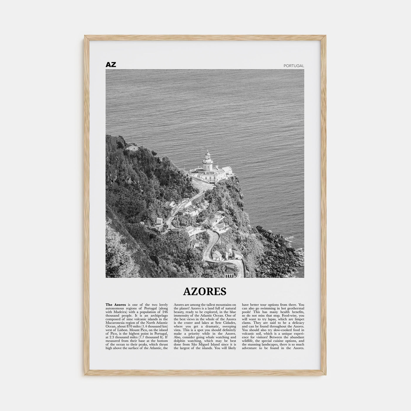 Azores Travel B&W Poster
