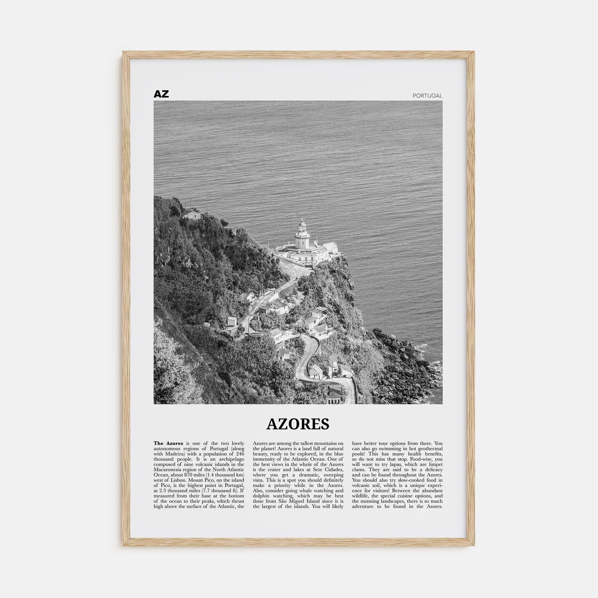 Azores Travel B&W Poster