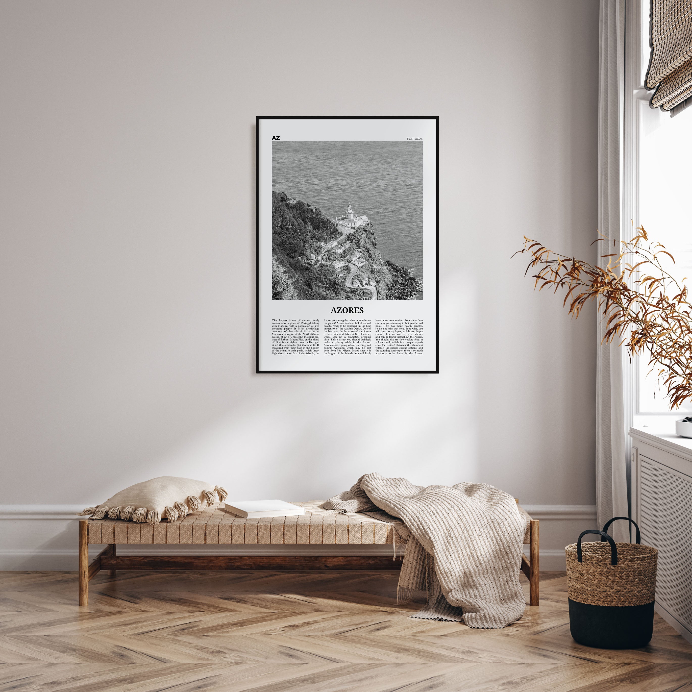 Azores Travel B&W Poster