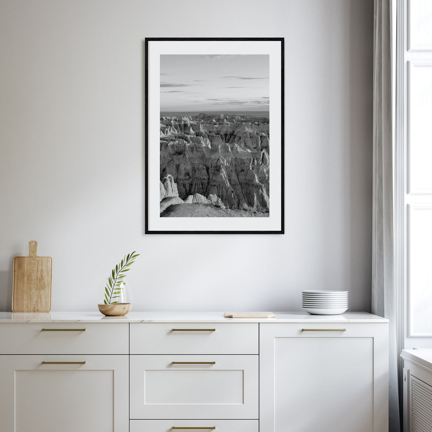 Badlands National Park Photo B&W Poster