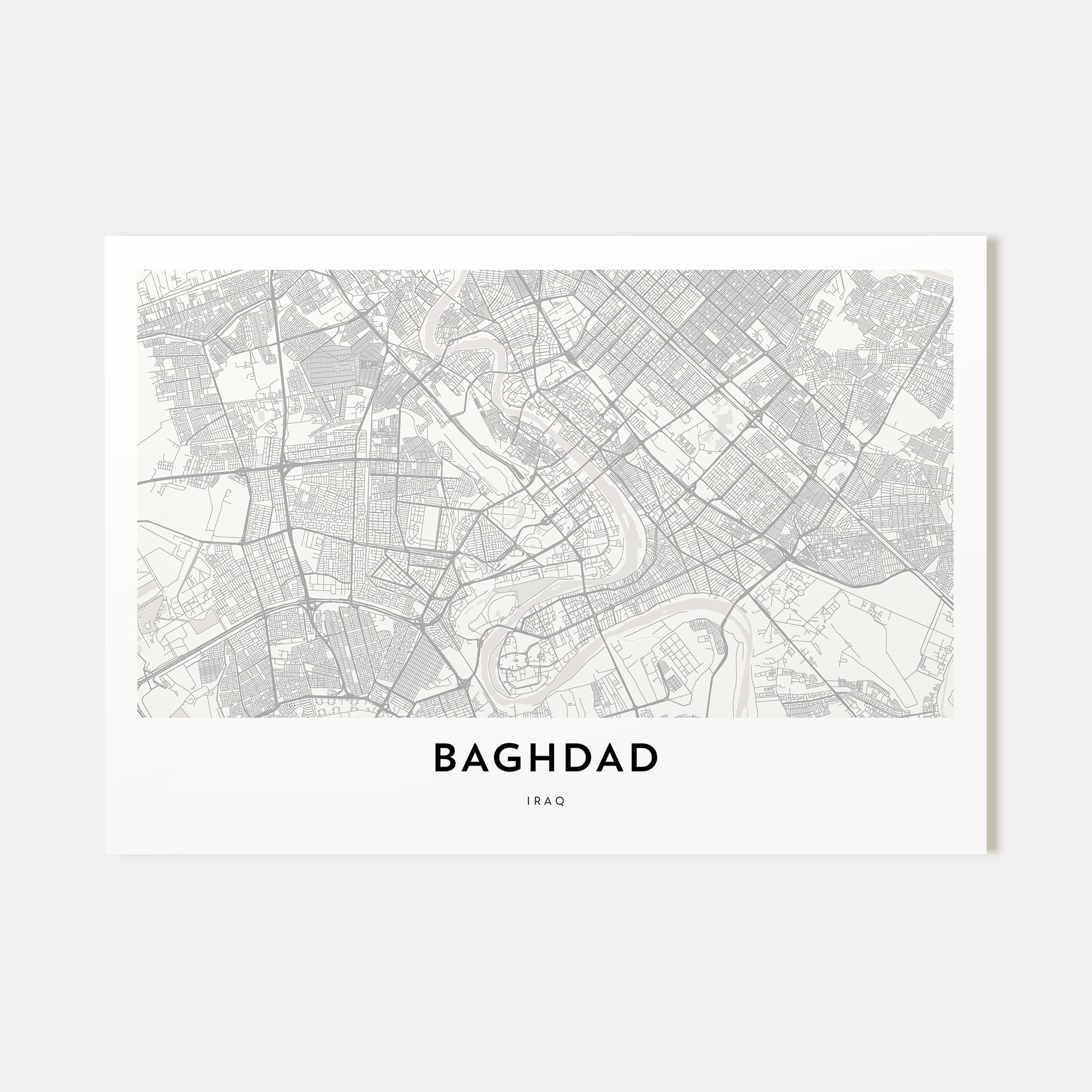 Baghdad Map Landscape Poster
