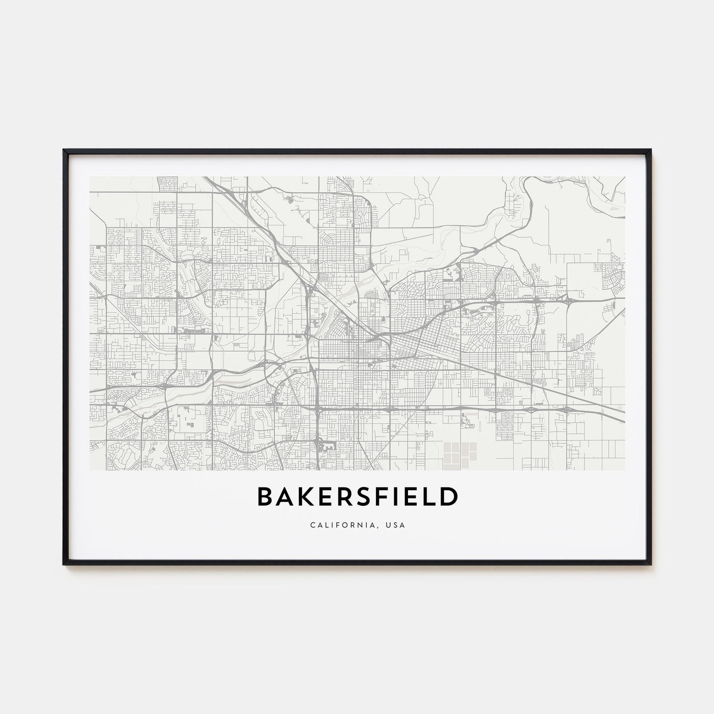 Bakersfield Map Landscape Poster