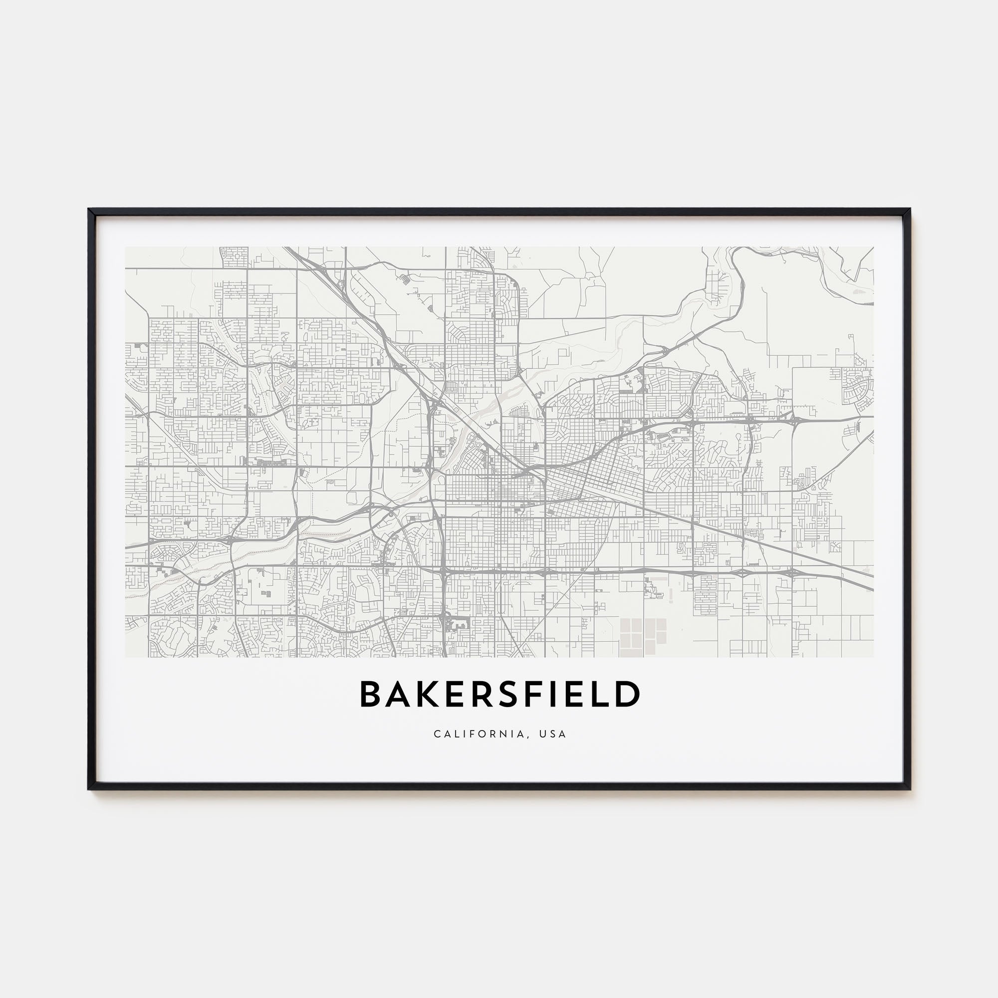 Bakersfield Map Landscape Poster