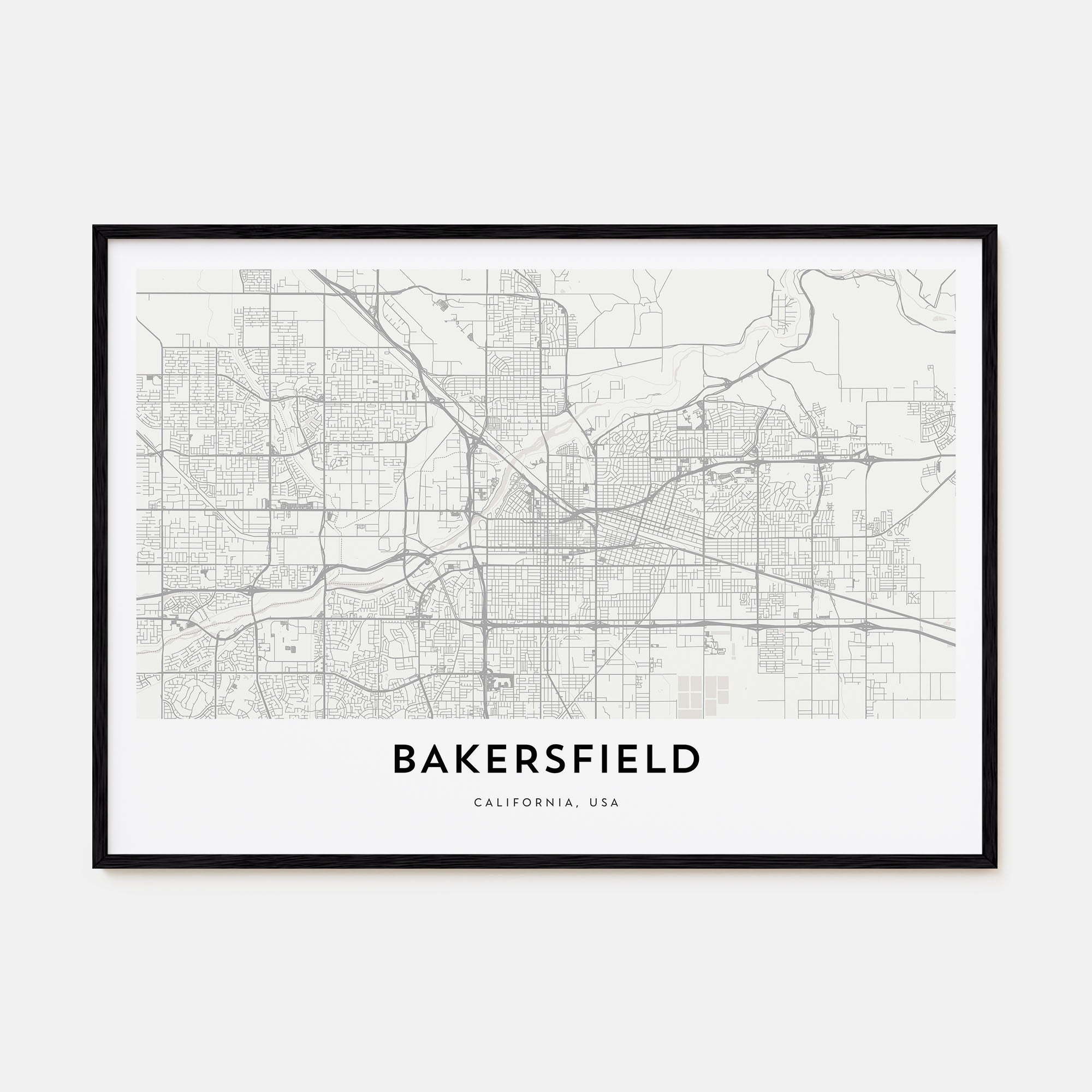 Bakersfield Map Landscape Poster