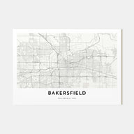 Bakersfield Map Landscape Poster
